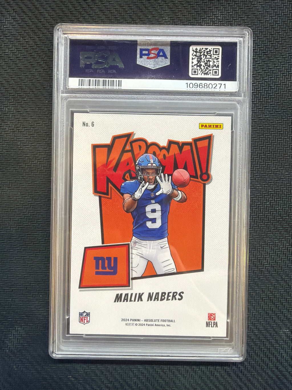2024 Absolute Malik Nabers Kaboom! Vertical Gold /10 PSA 9