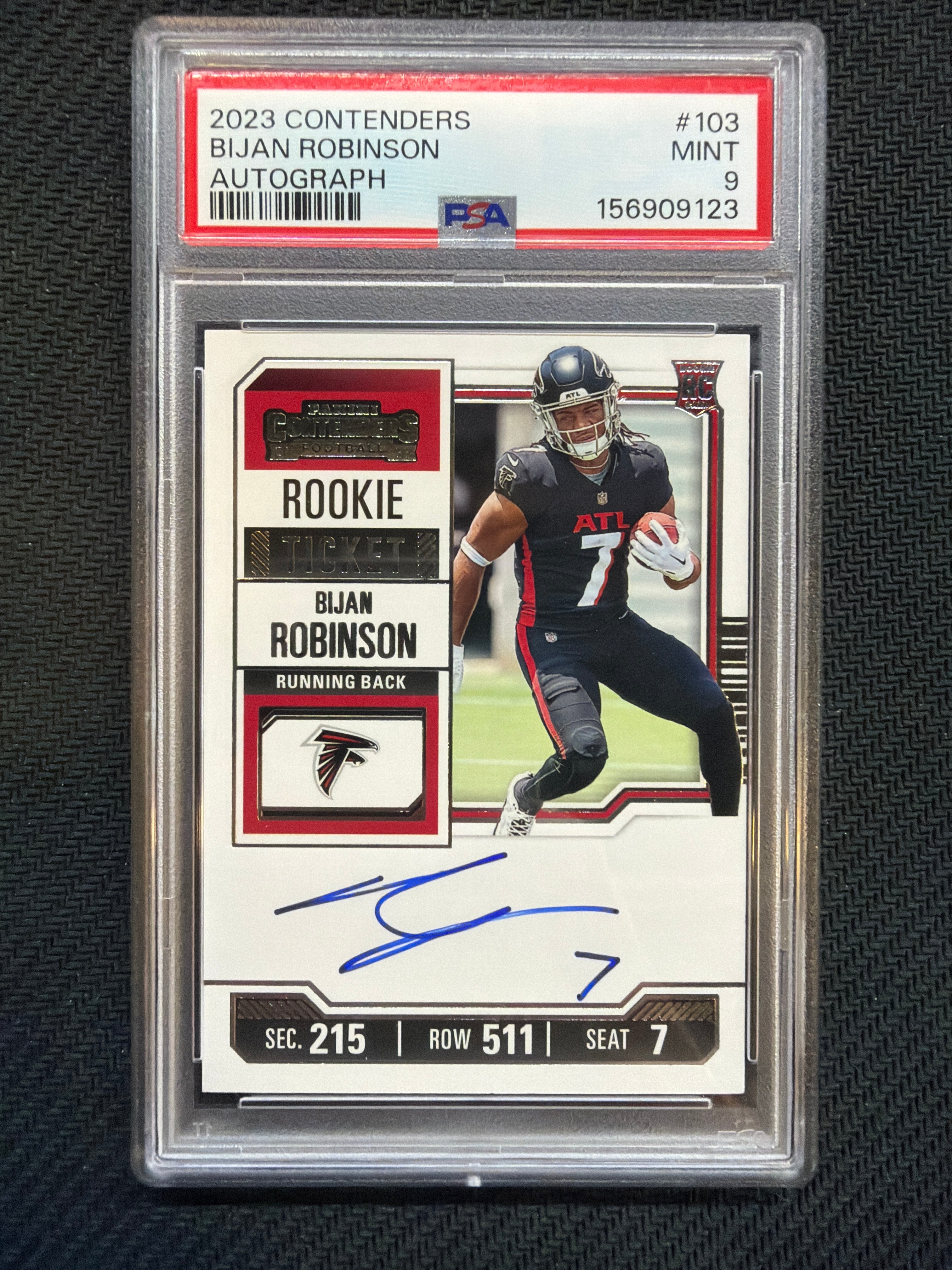 2023 Contenders Bijan Robinson Autograph #103 PSA 9 Falcons
