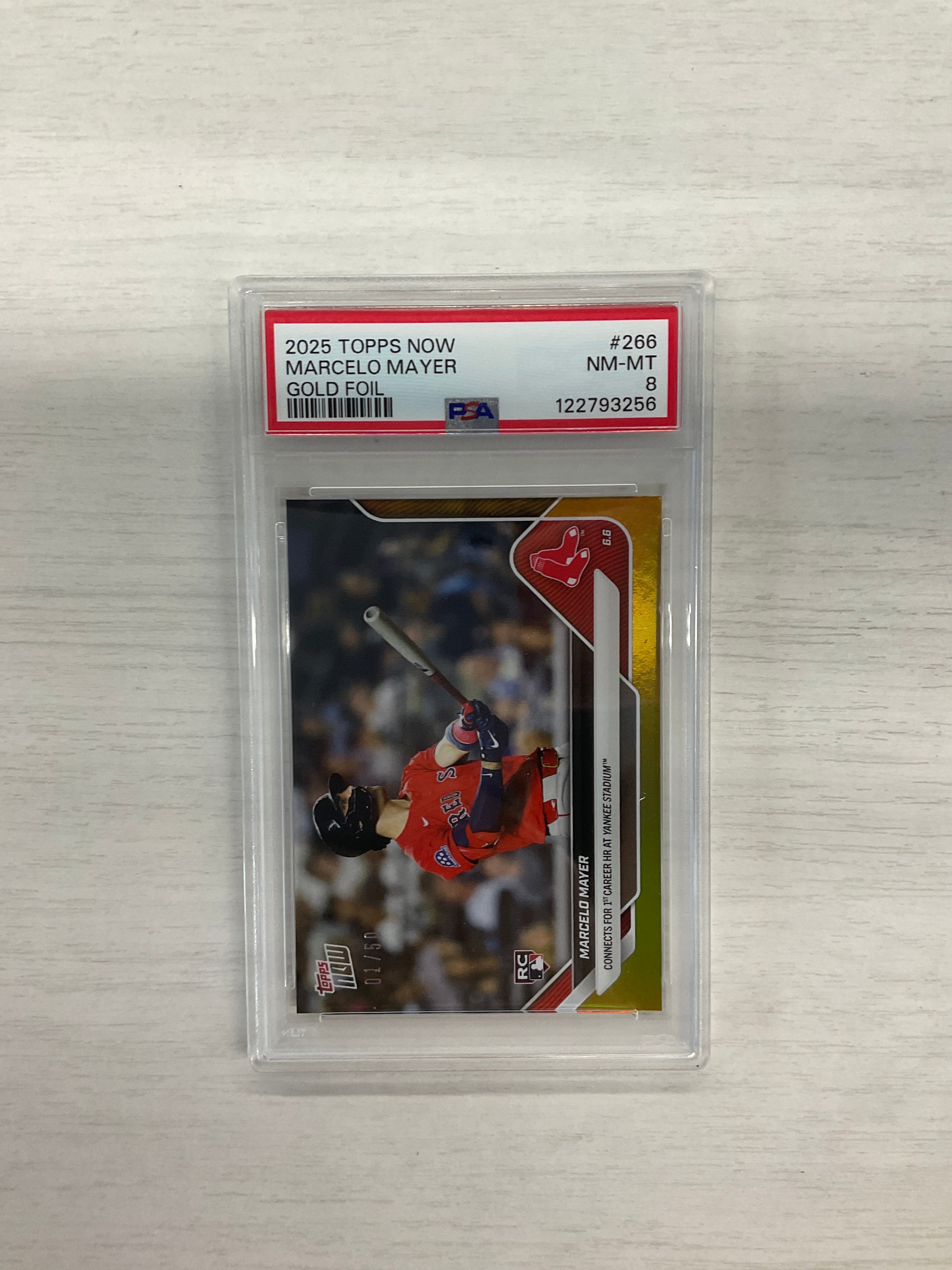 2025 Topps Now Marcelo Mayer Gold Foil /50 PSA 8