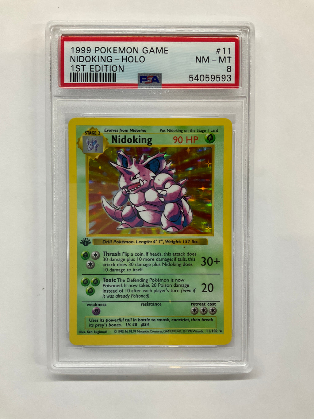 1999 Pokemon Nidoking Holo 11 1st Edition PSA 8