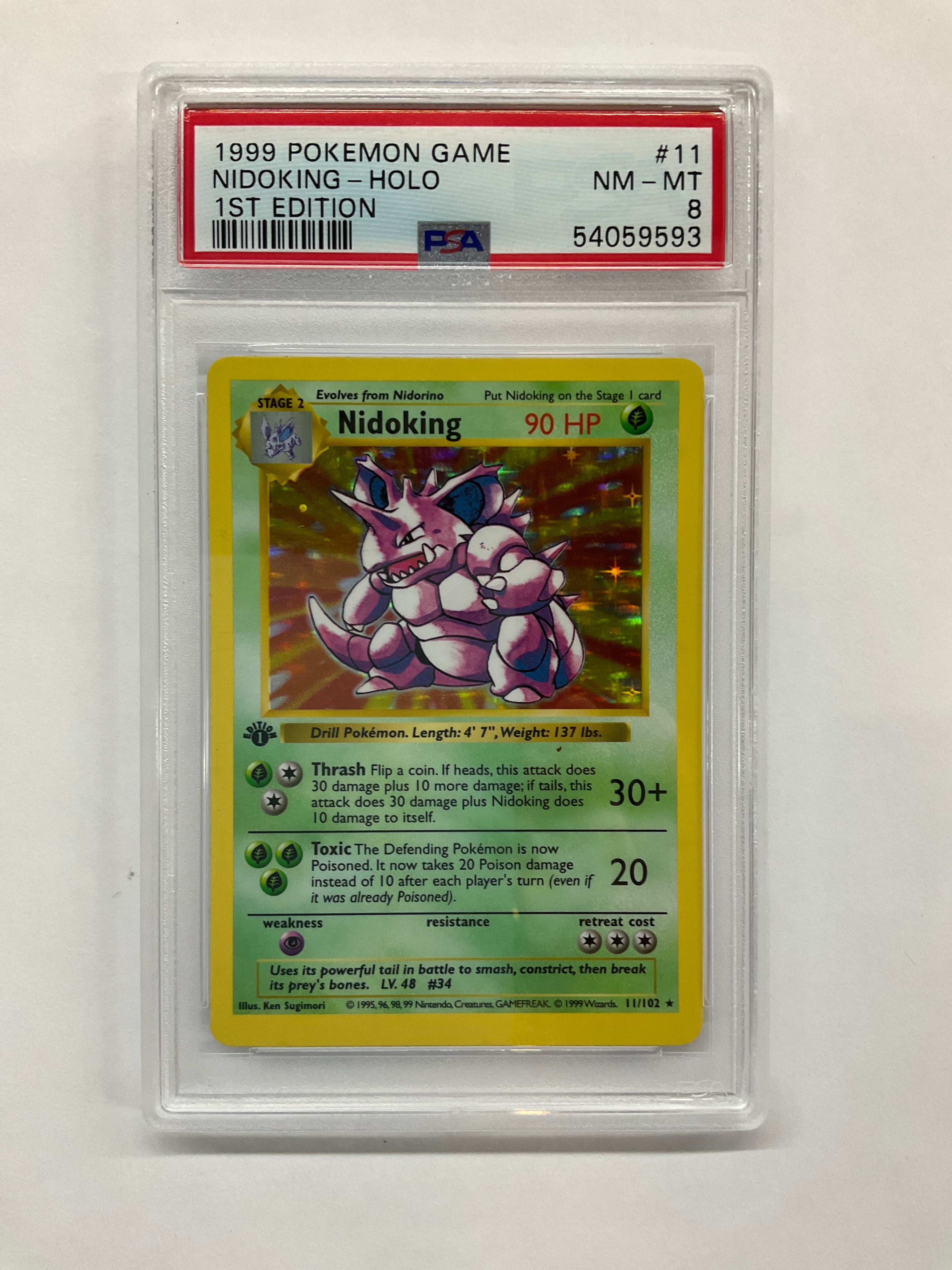 1999 Pokemon Nidoking Holo 11 1st Edition PSA 8