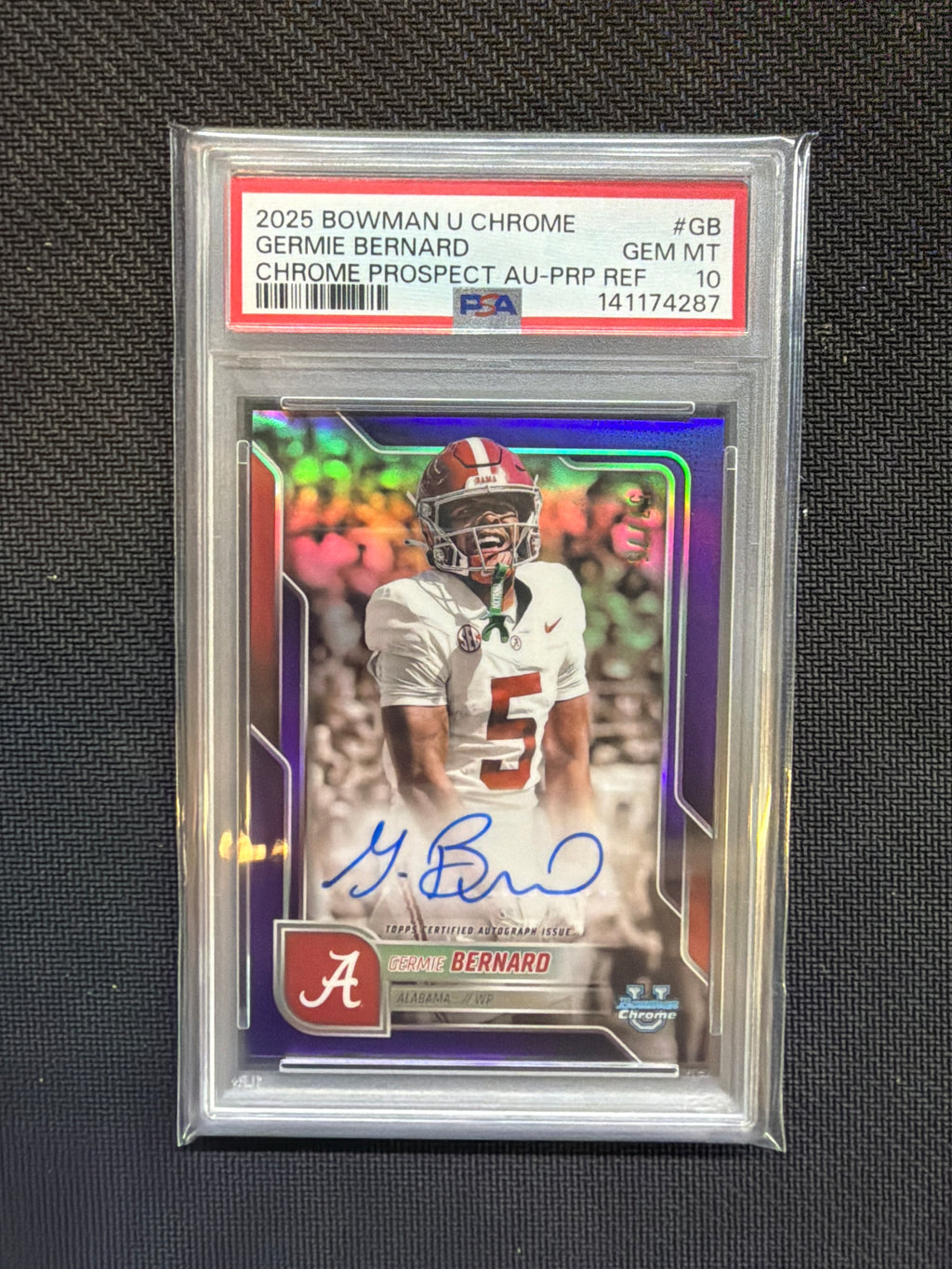 2025 Bowman U Chrome Germie Bernard Auto /75 Purple PSA 10 Alabama