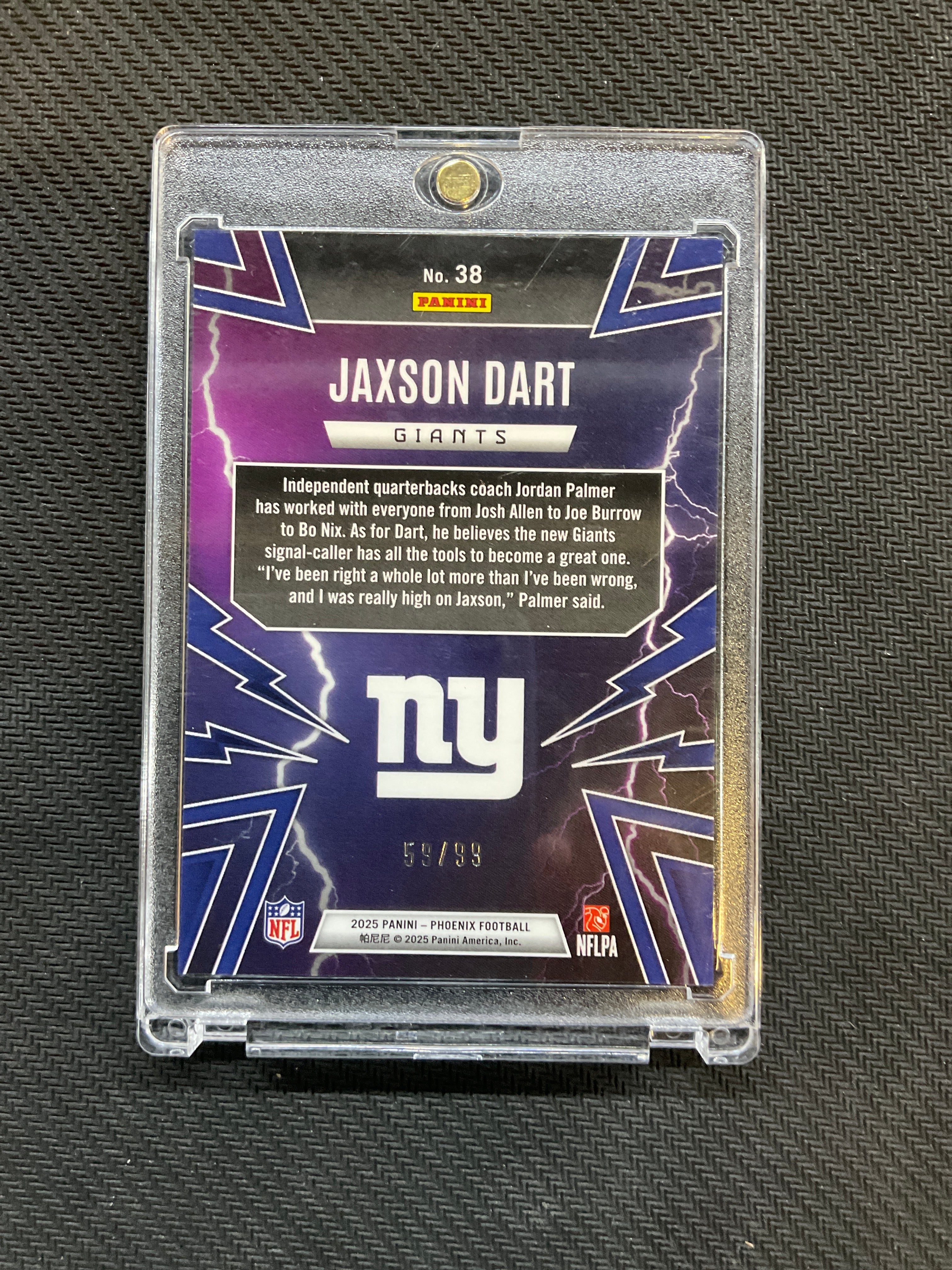 2025 Phoenix Jaxson Dart Thunderbirds Yellow /99 Giants