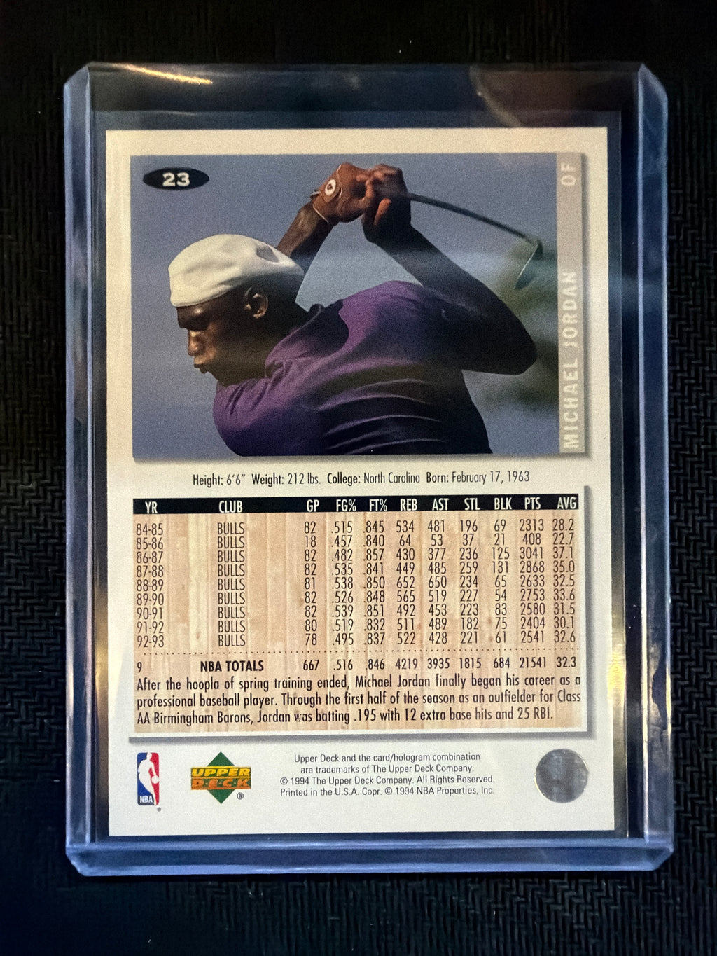 1994 Upper Deck Collector's Choice Michael Jordan Silver Signature #23 Barons
