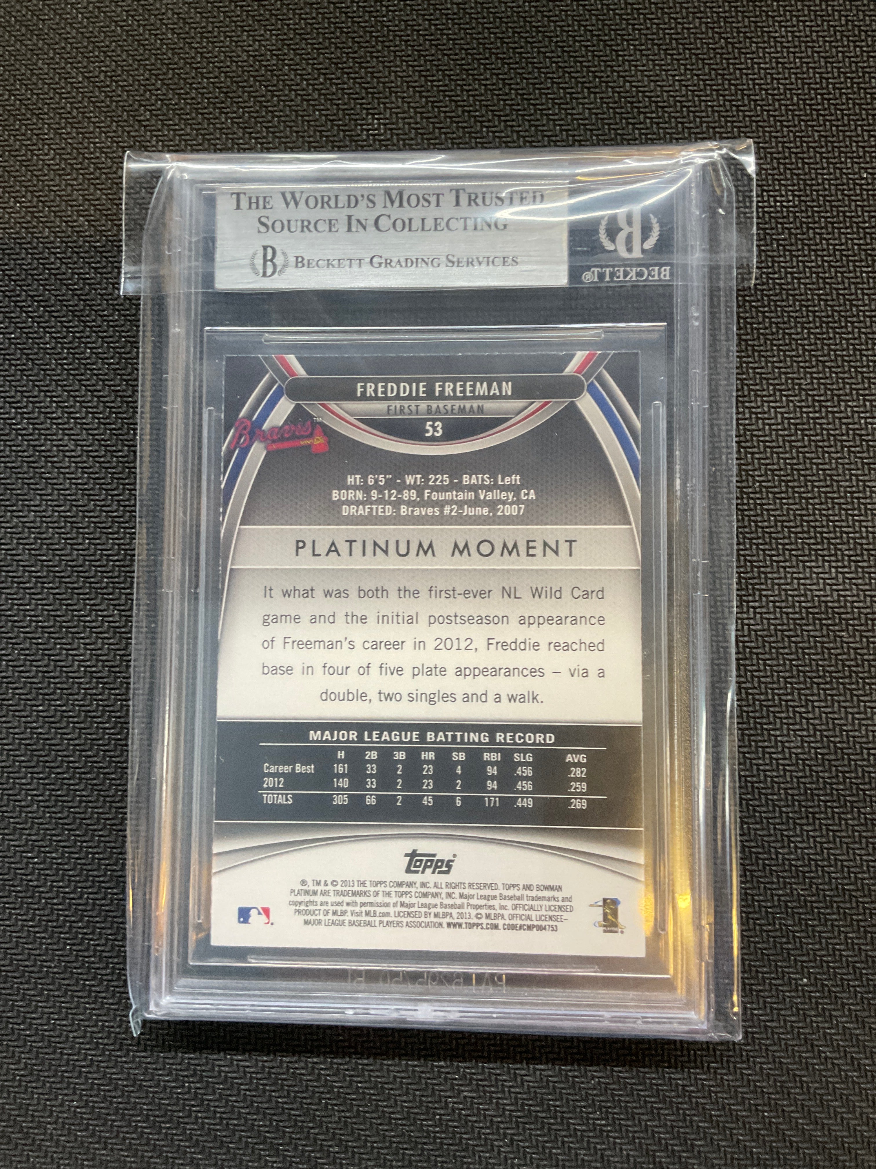 2013 Bowman Platinum Freddie Freeman BGS 9 Braves