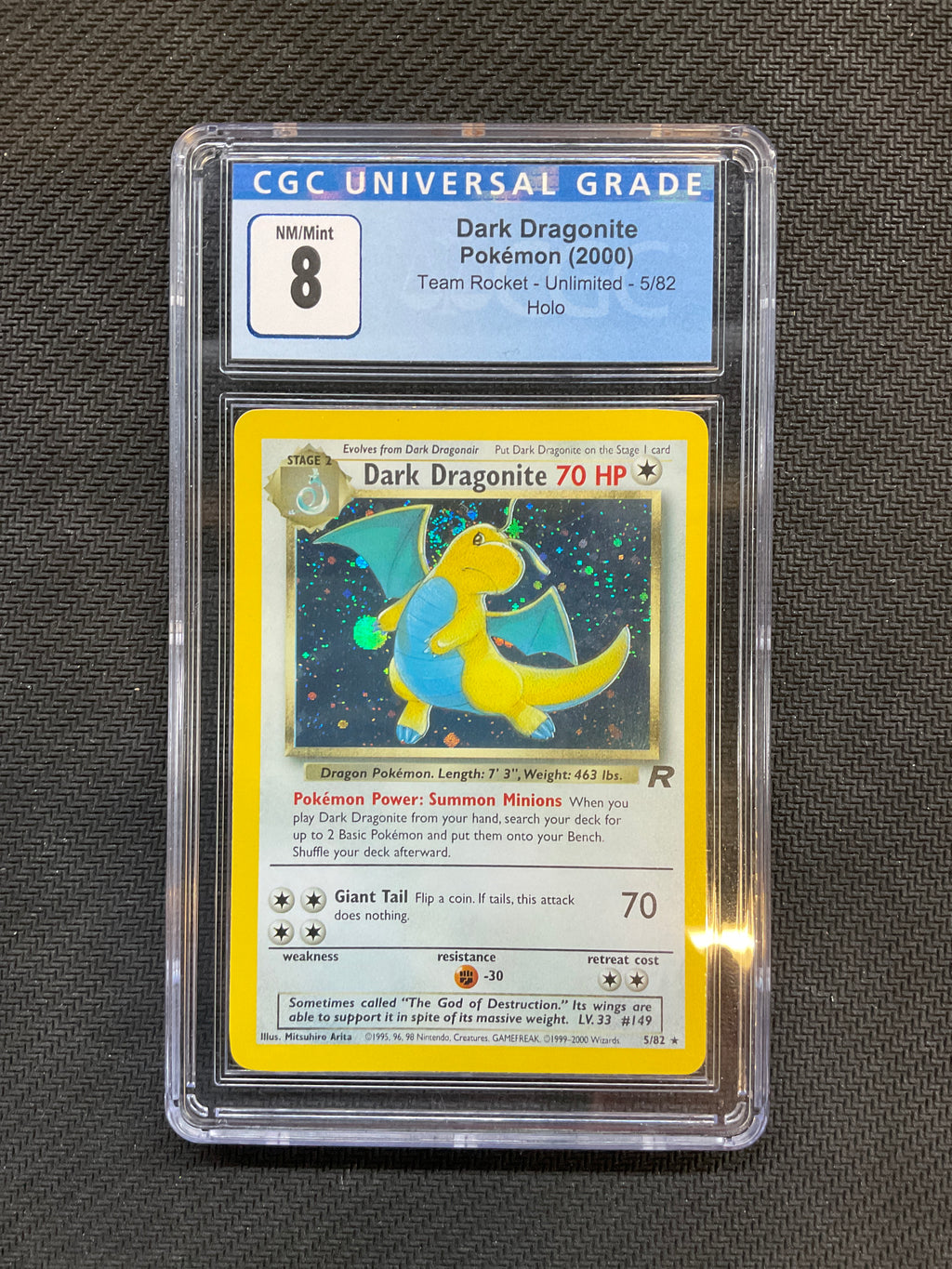 2000 Pokemon Team Rocket Dark Dragonite Holo 5 CGC 8