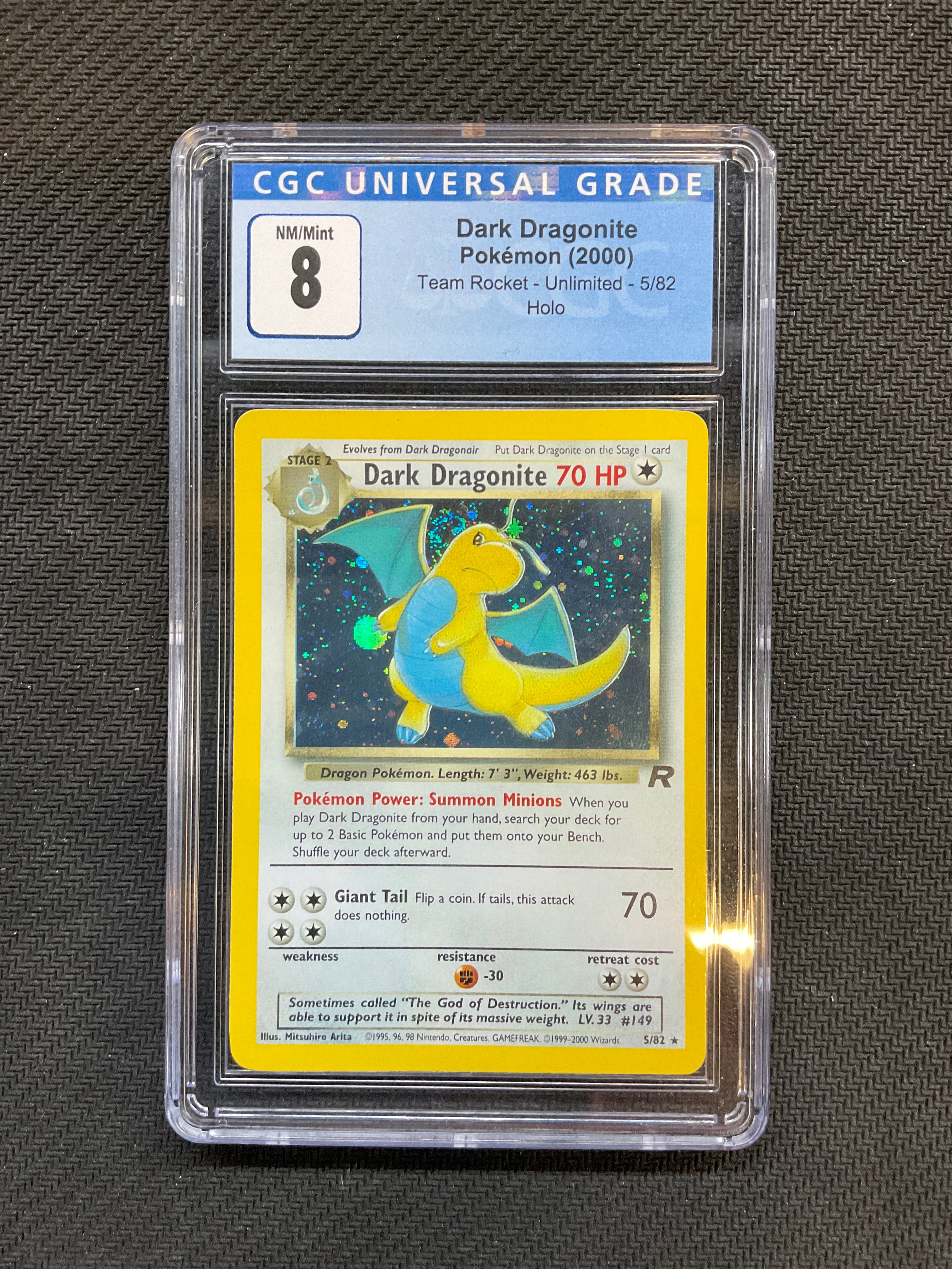 2000 Pokemon Team Rocket Dark Dragonite Holo 5 CGC 8
