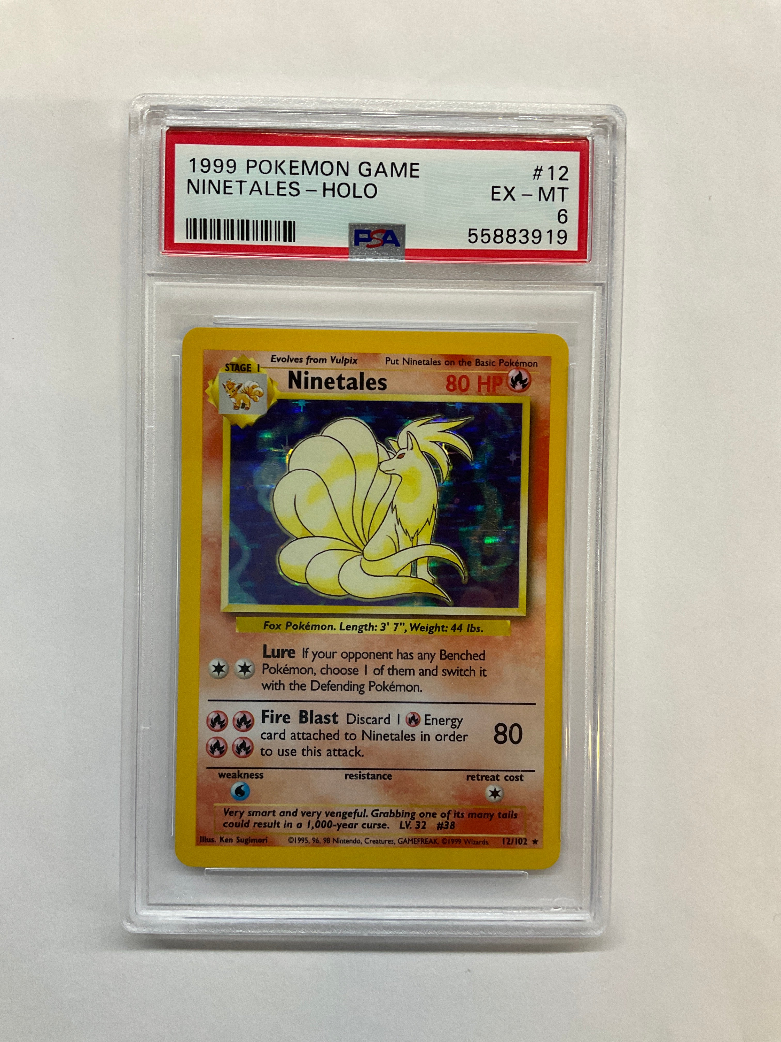 1999 Pokemon Base Set Ninetales Holo 12 PSA 6