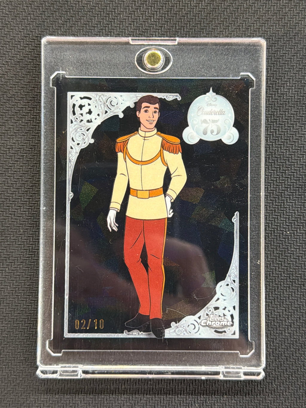 2025 Topps Chrome Disney Sapphire Prince Charming 75 Years Black /10
