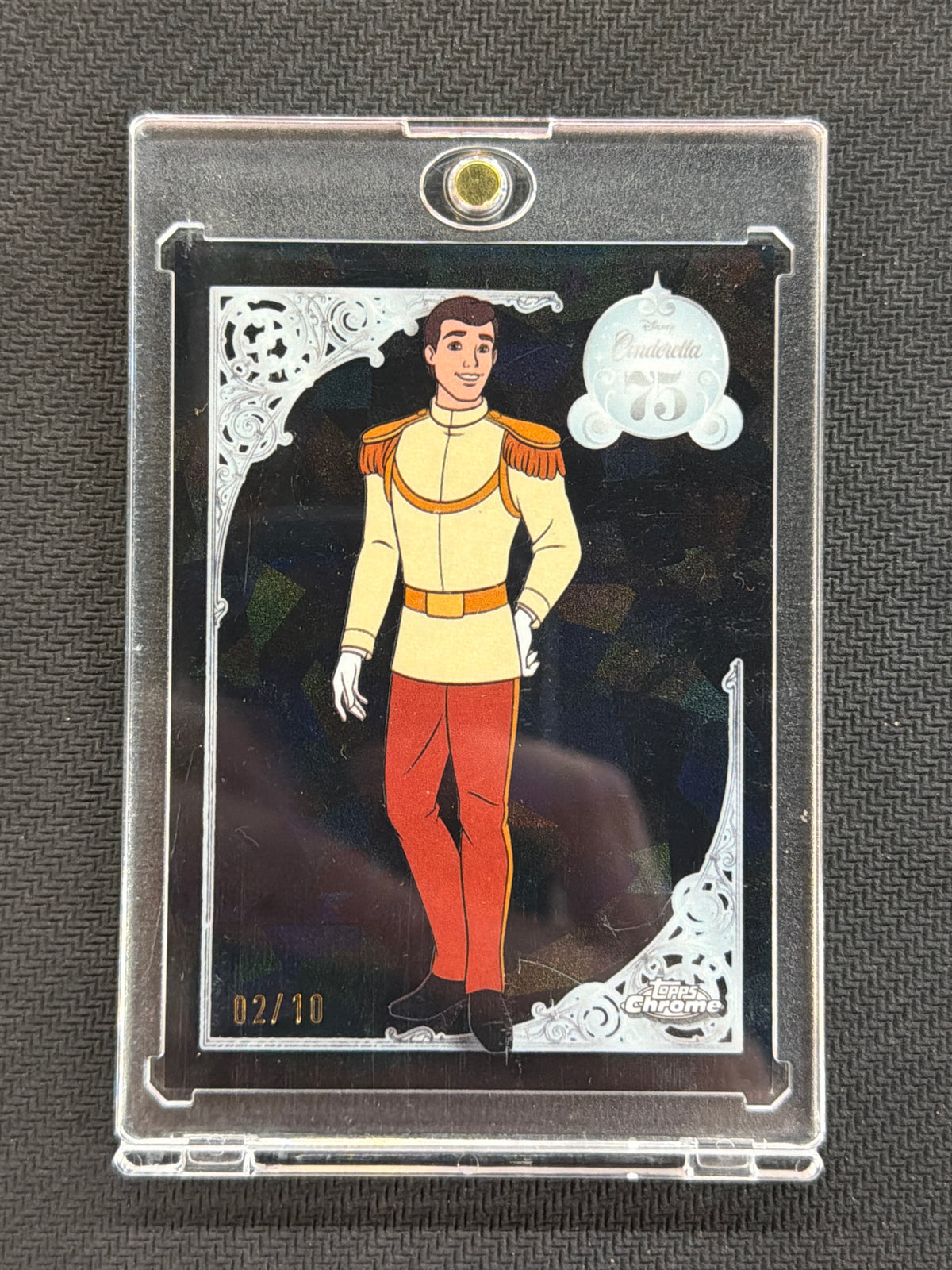 2025 Topps Chrome Disney Sapphire Prince Charming 75 Years Black /10