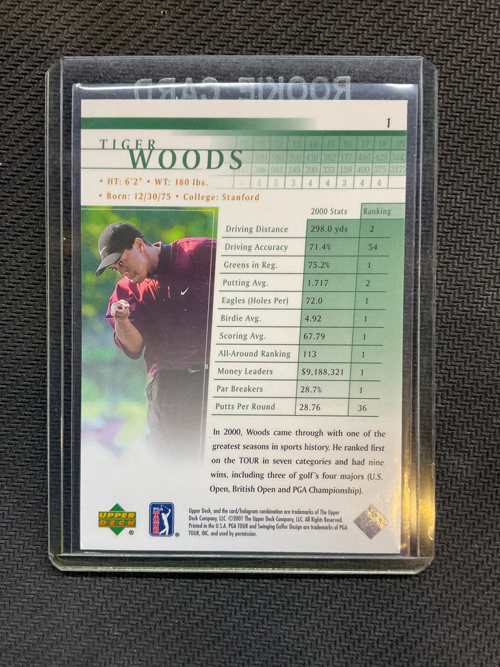 2001 Upper Deck Golf Tiger Woods #1 Rookie