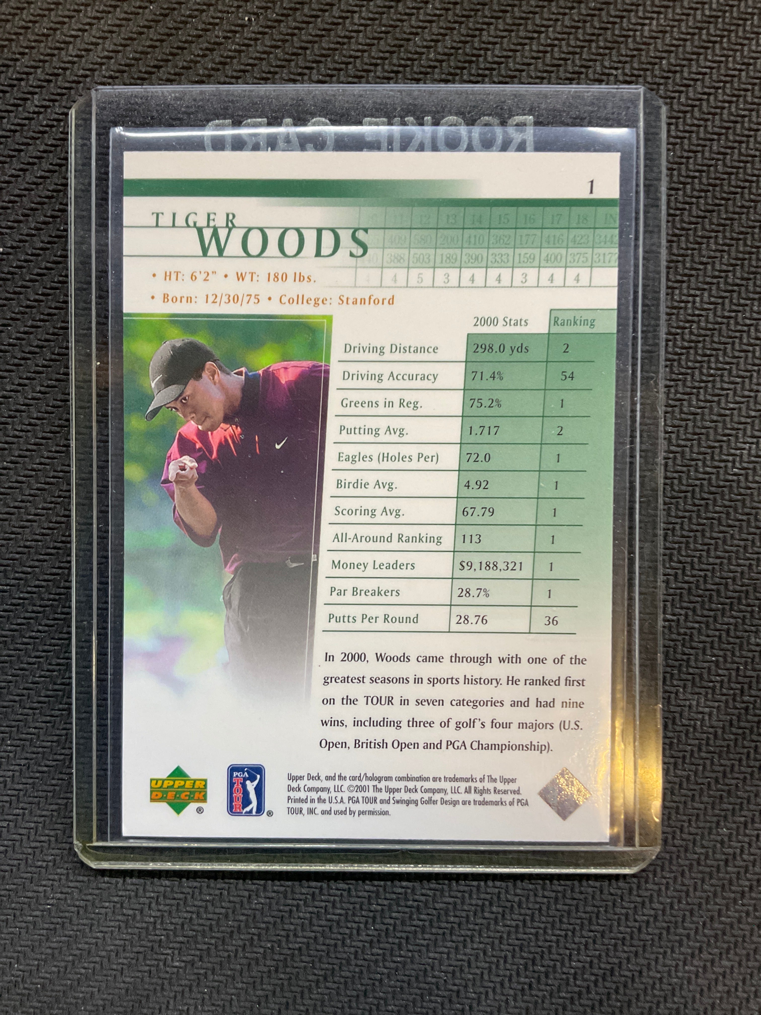 2001 Upper Deck Golf Tiger Woods #1 Rookie