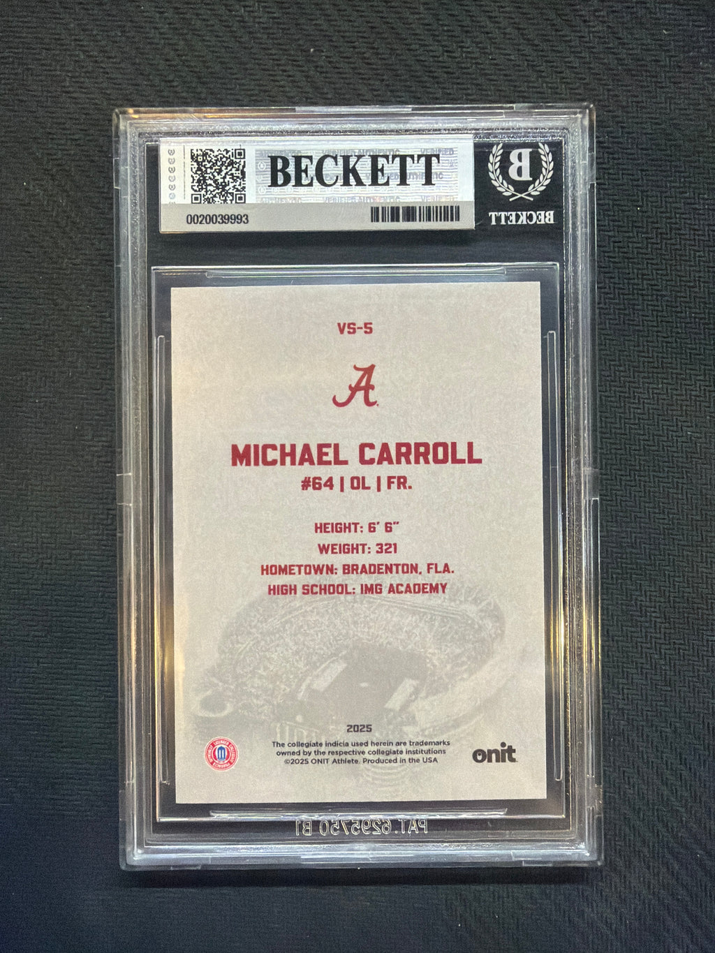 2025 Onit Alabama Michael Carroll Vestige BGS 9 Alabama