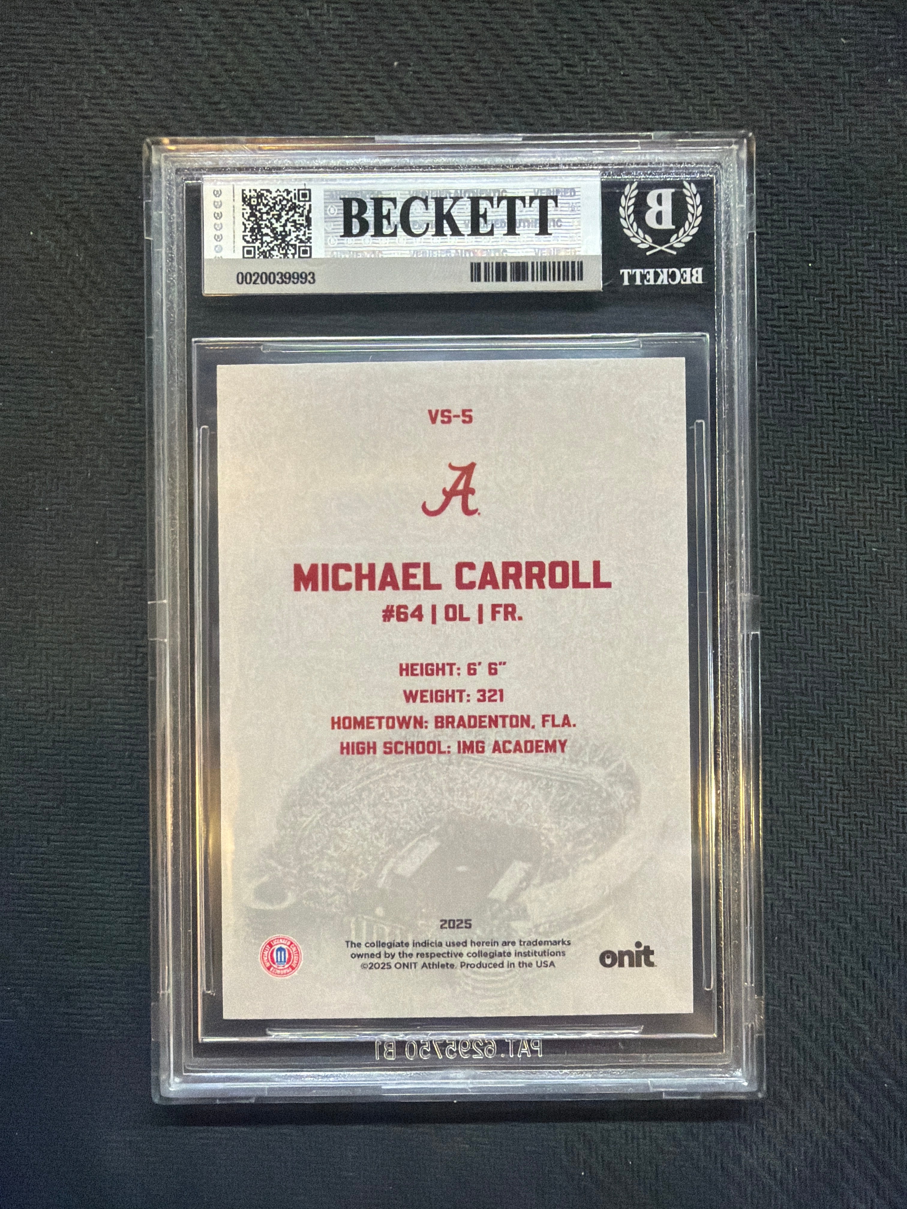 2025 Onit Alabama Michael Carroll Vestige BGS 9 Alabama