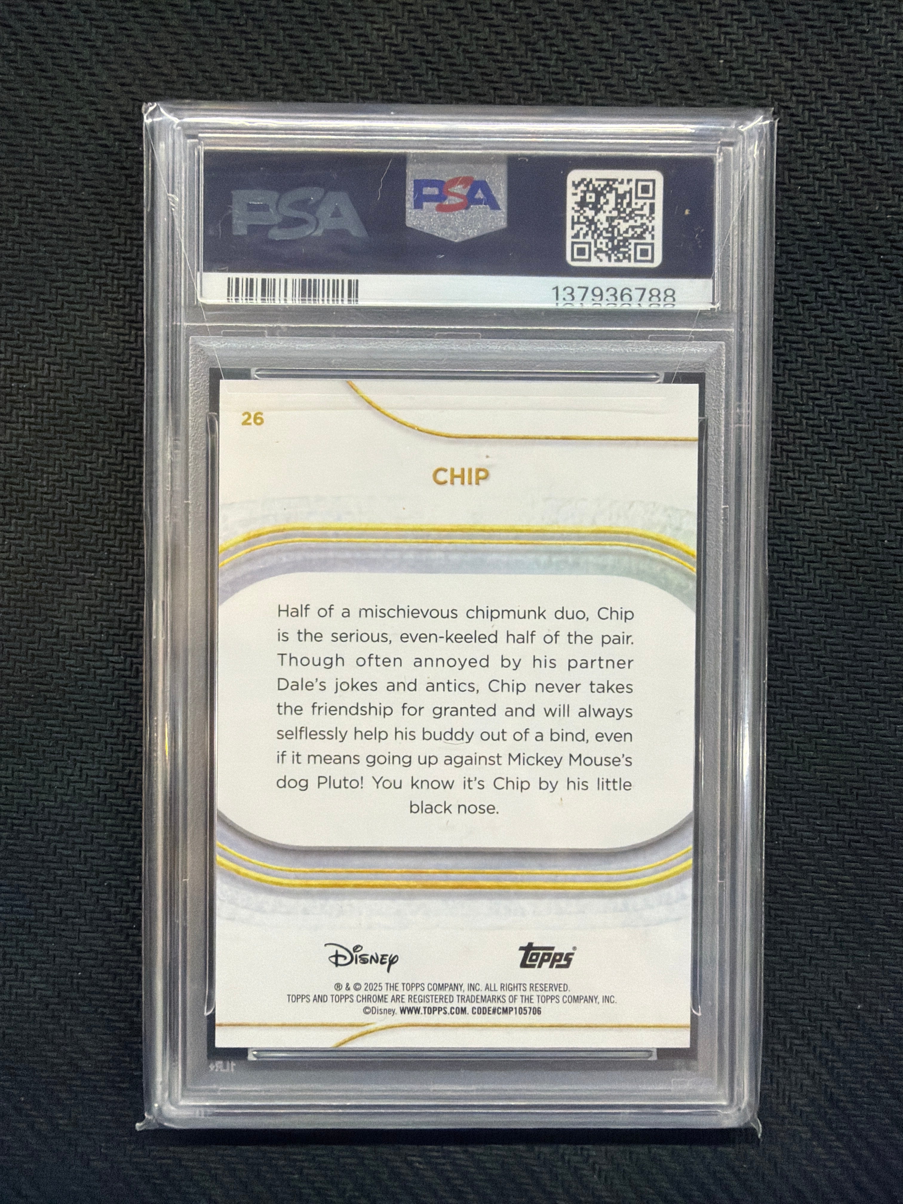 2025 Topps Chrome Disney Chip Gold Wave /50 PSA 10 788
