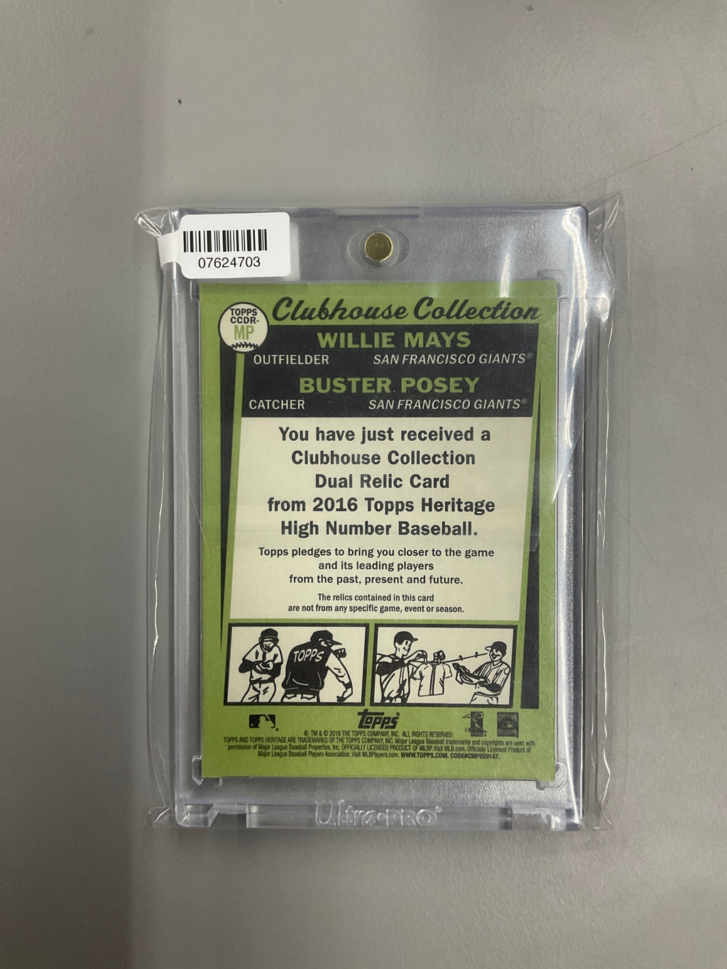 2016 Topps Heritage Willie Mays Buster Posey Bat Patch Relic /67