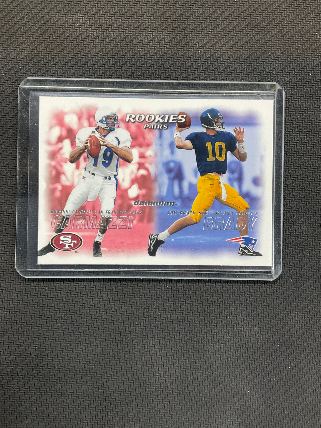 2000 Fleer Skybox Dominion Rookies Pairs Giovanni Carmazzi / Tom Brady Patriots