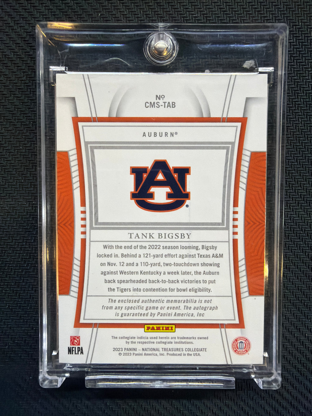 2023 National Treasures Collegiate Tank Bigsby Patch Auto /39 Auburn