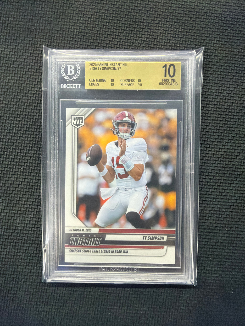 2025 Panini Instant NIL TY Simpson BGS 10 613