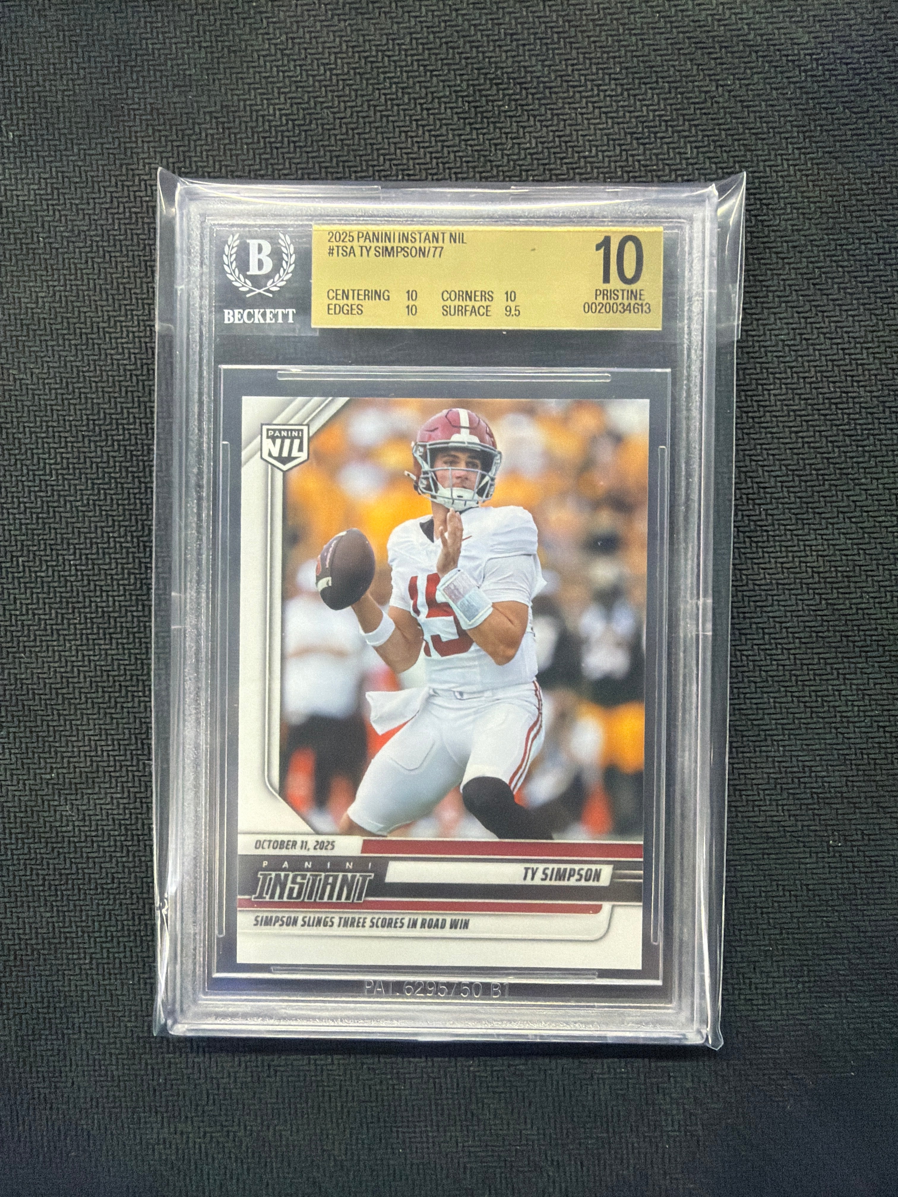 2025 Panini Instant NIL TY Simpson BGS 10 613