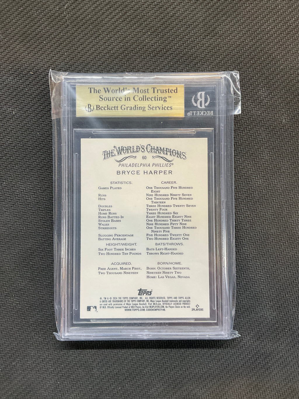 2024 Topps Allen & Ginter Bryce Harper Silver Portrait BGS 9.5