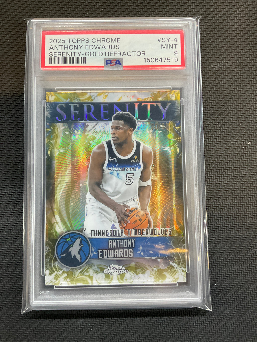 2025/26 Topps Chrome Anthony Edwards Serenity Gold /50 PSA 9