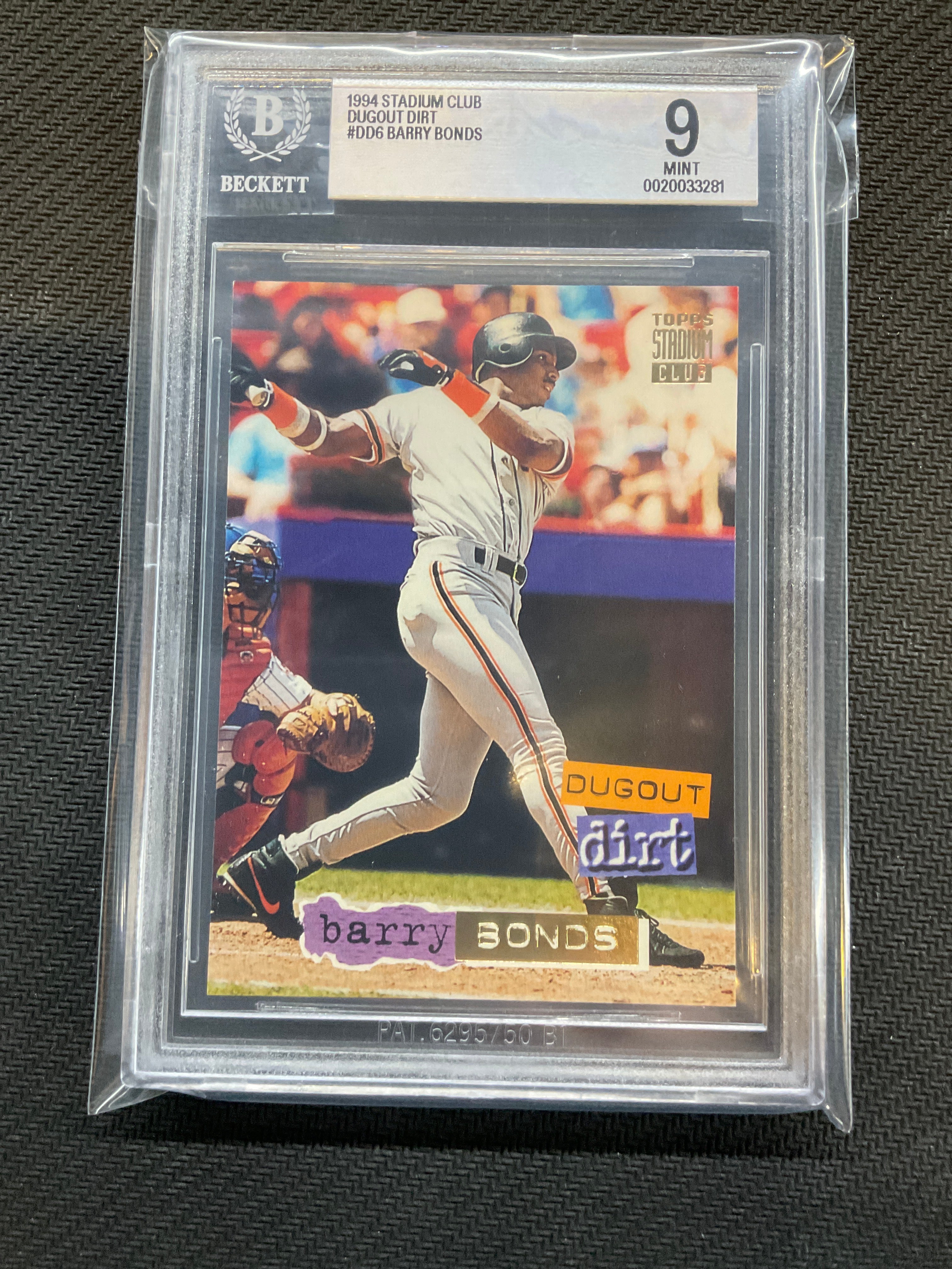 1994 Stadium Club Dougout Dirt Barry Bonds BGS 9 Giants