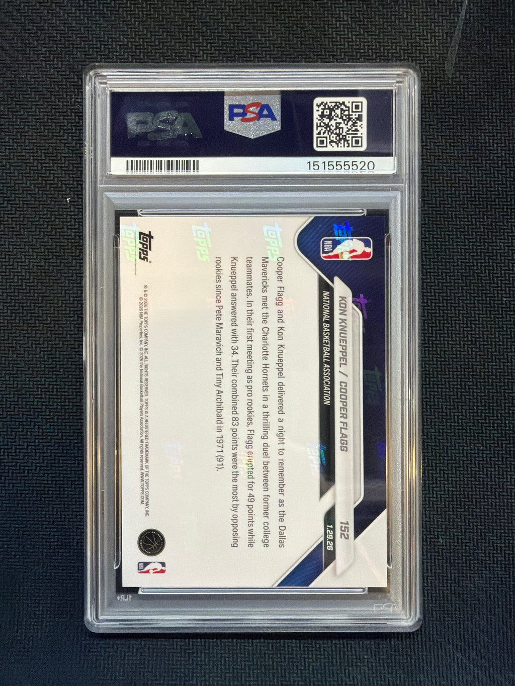 2025 Topps Now Cooper Flagg Kon Knueppel Rookie PSA 10 520