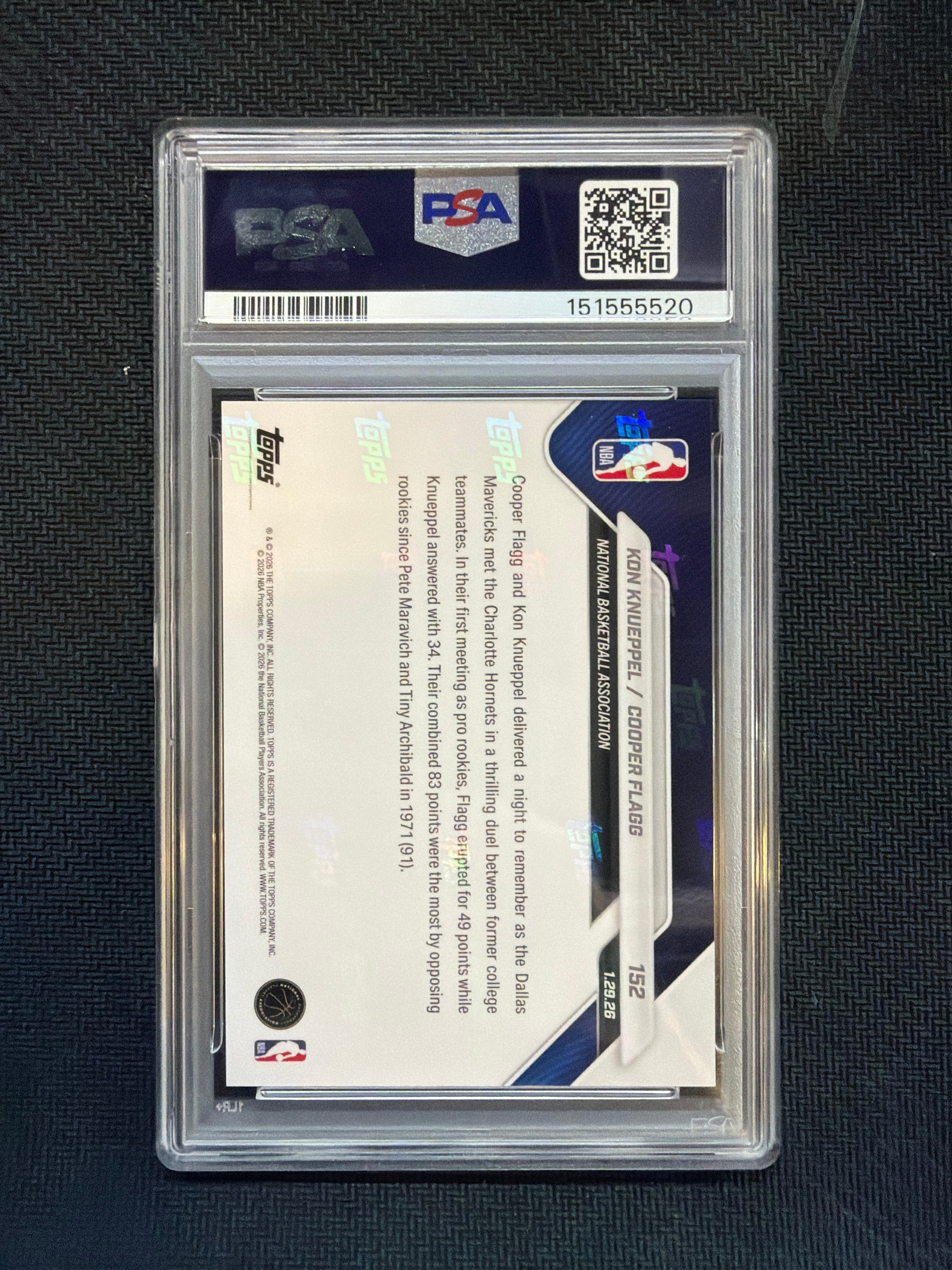 2025 Topps Now Cooper Flagg Kon Knueppel Rookie PSA 10 520