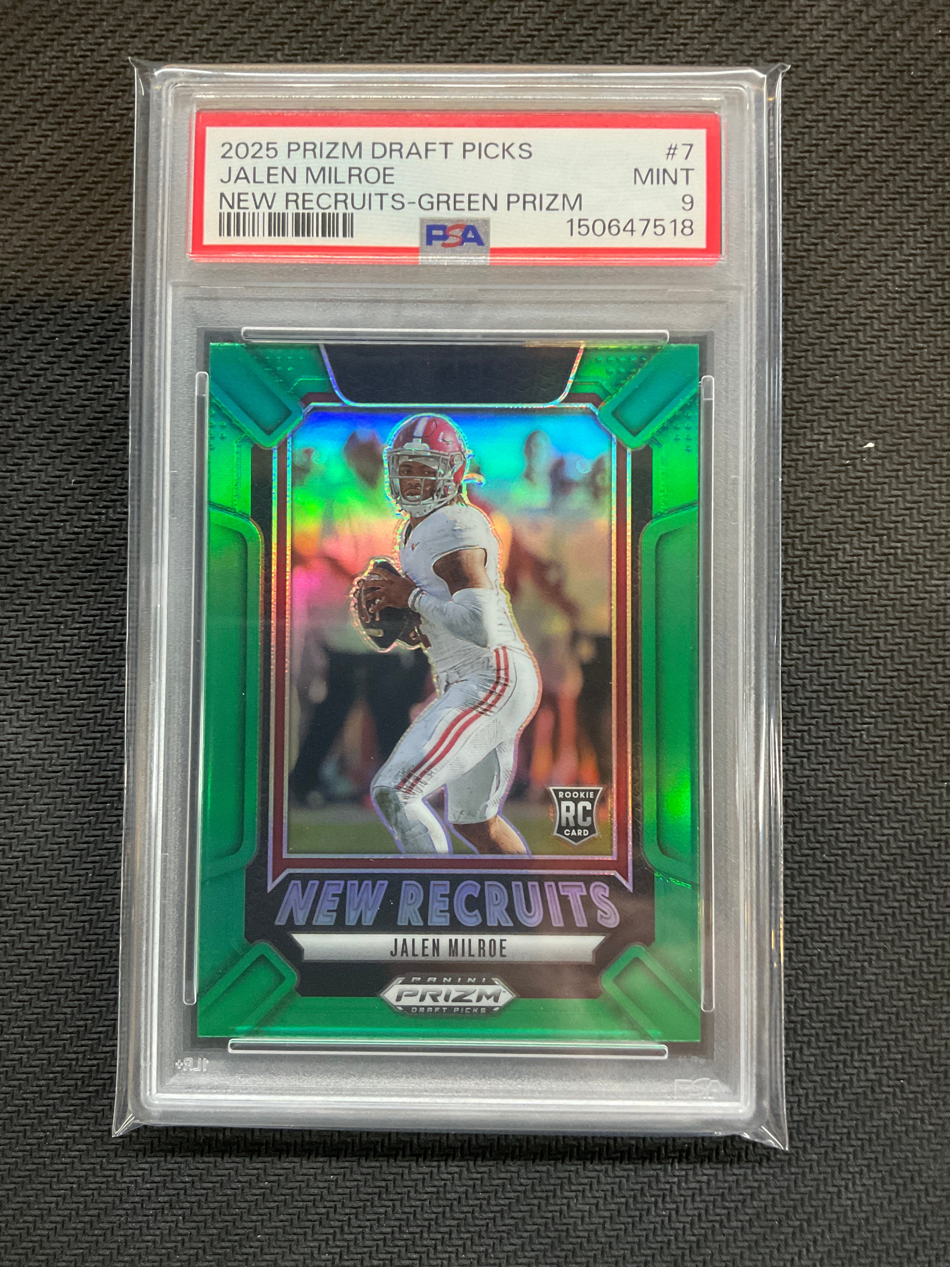 2025 Prizm Draft Picks Jalen Milroe Rookie Green New Recruits PSA 9 Alabama