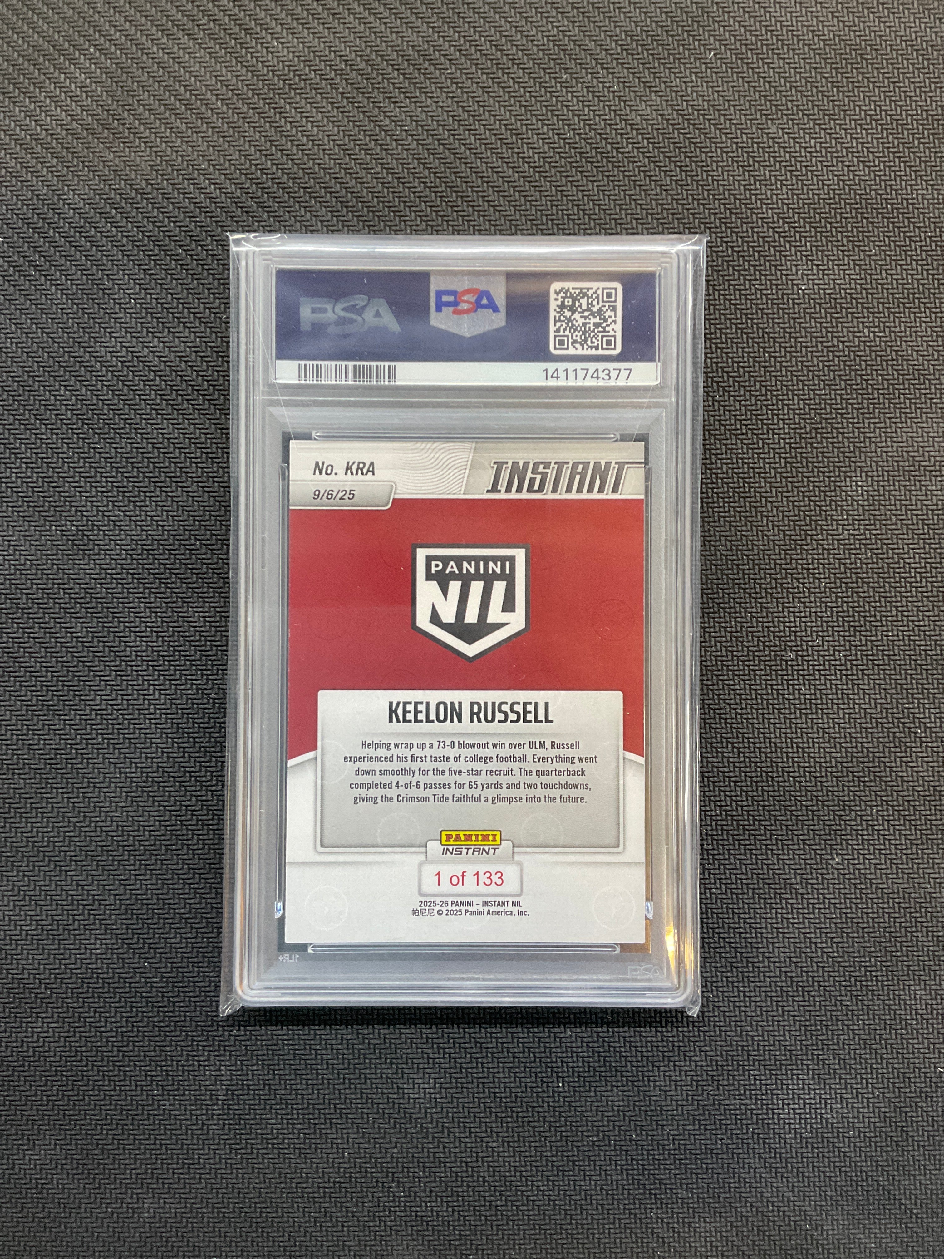 2025 Panini Instant NIL Keelon Russell Rookie PSA 10 Alabama 377