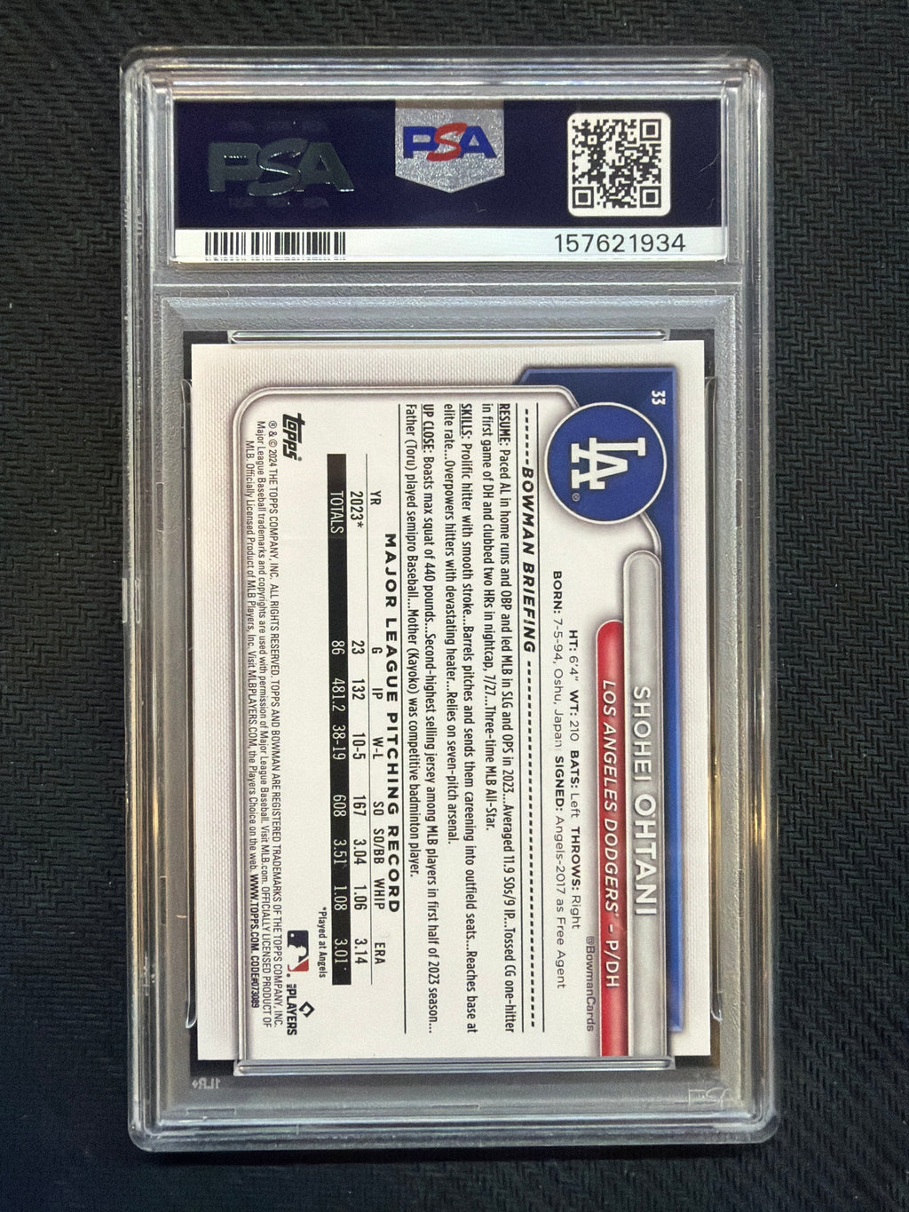 2024 Bowman Shohei Ohtani #33 Paper PSA 10 Dodgers 934