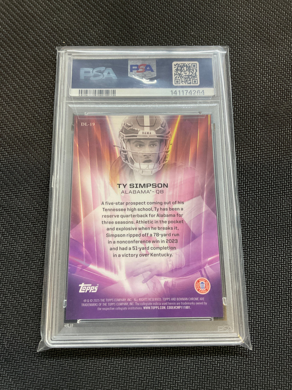 2025 Bowman U Chrome Ty Simpson Dean's List PSA 10 Case Hit Alabama 264