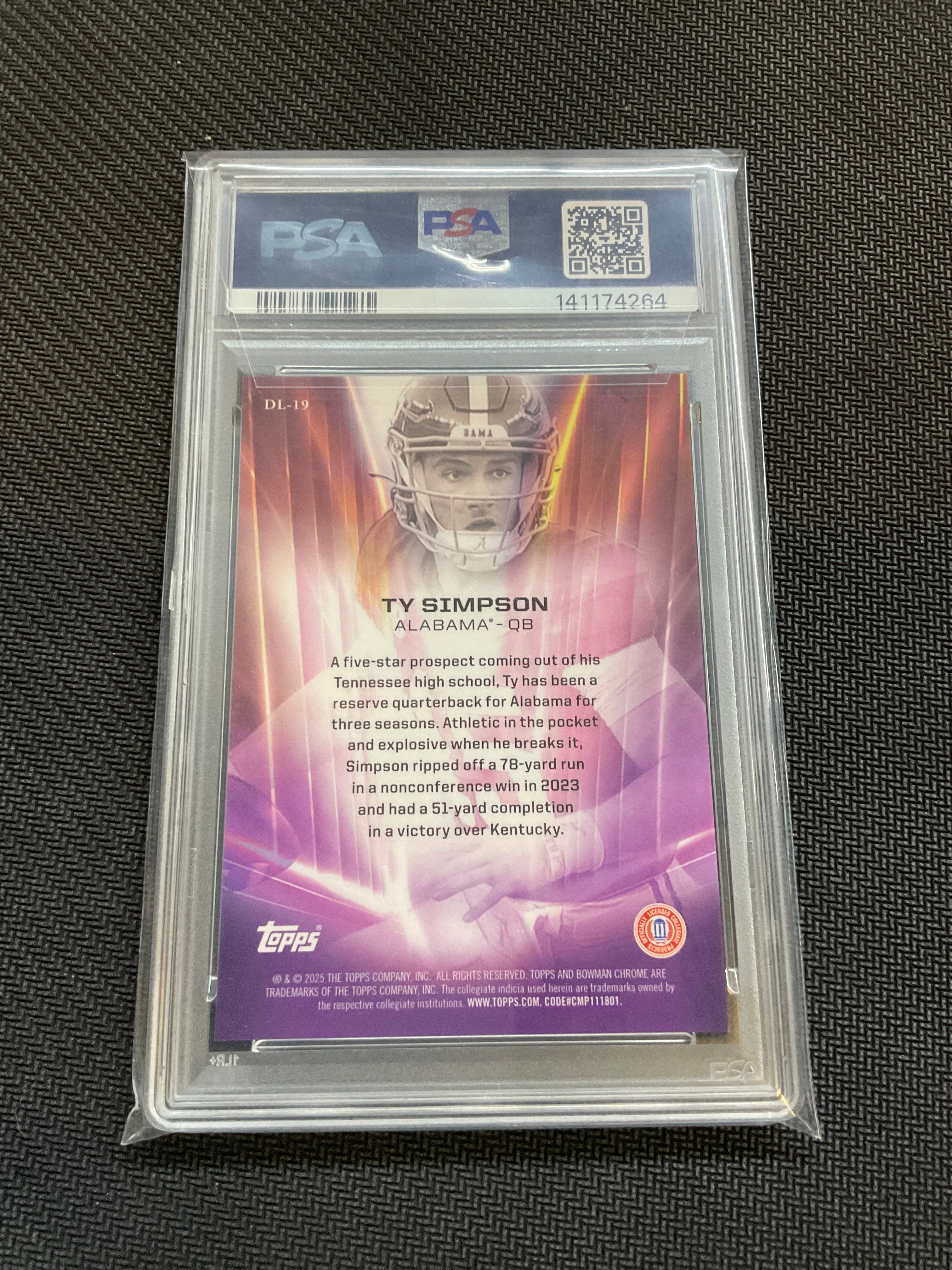2025 Bowman U Chrome Ty Simpson Dean's List PSA 10 Case Hit Alabama 264