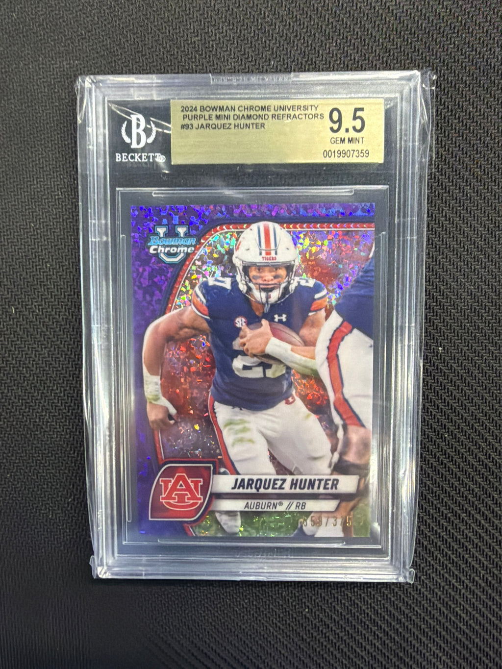 2024 Bowman U Chrome Jarquez Hunter Purple Mini /375 BGS 9.5 Auburn