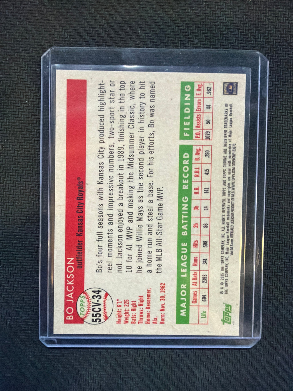 2025 Topps Chrome Platinum Bo Jackson City Variation