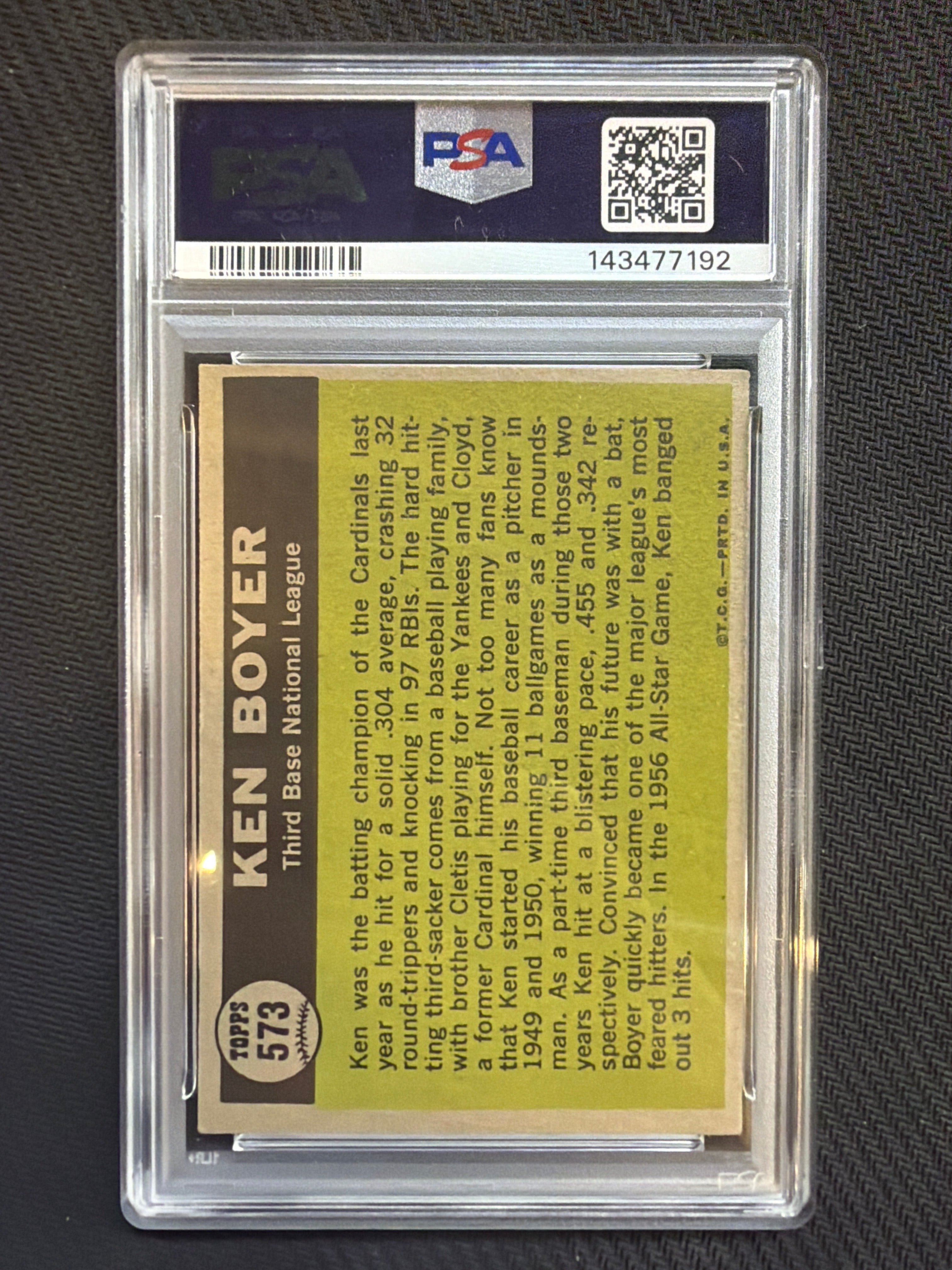 1961 Topps Ken Boyer All Star #573 PSA 5