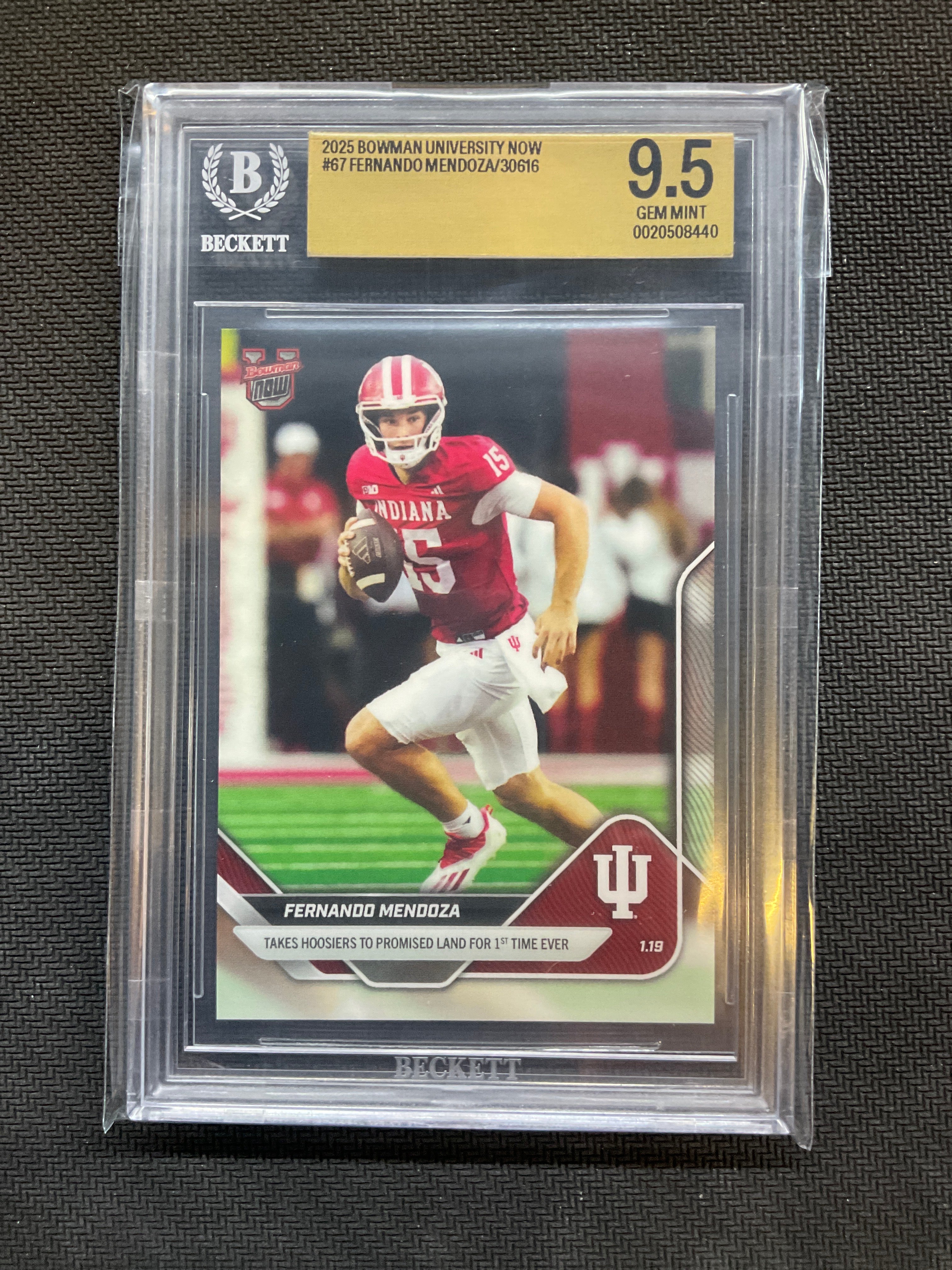 2025 Bowman U Now #67 Fernando Mendoza BGS 9.5 440 Indiana