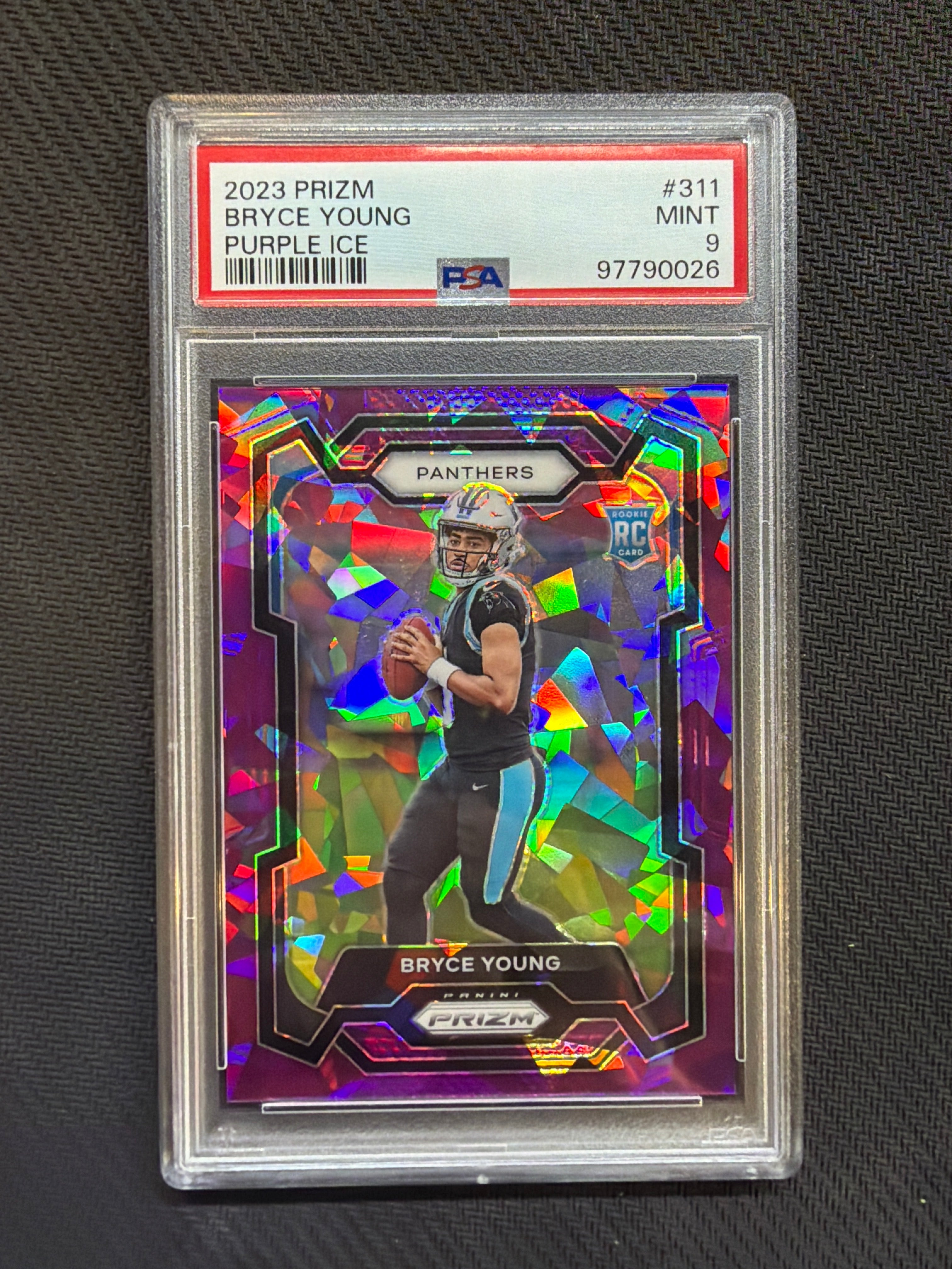 2023 Prizm Bryce Young Purple Ice /225 Rookie PSA 9 Panthers