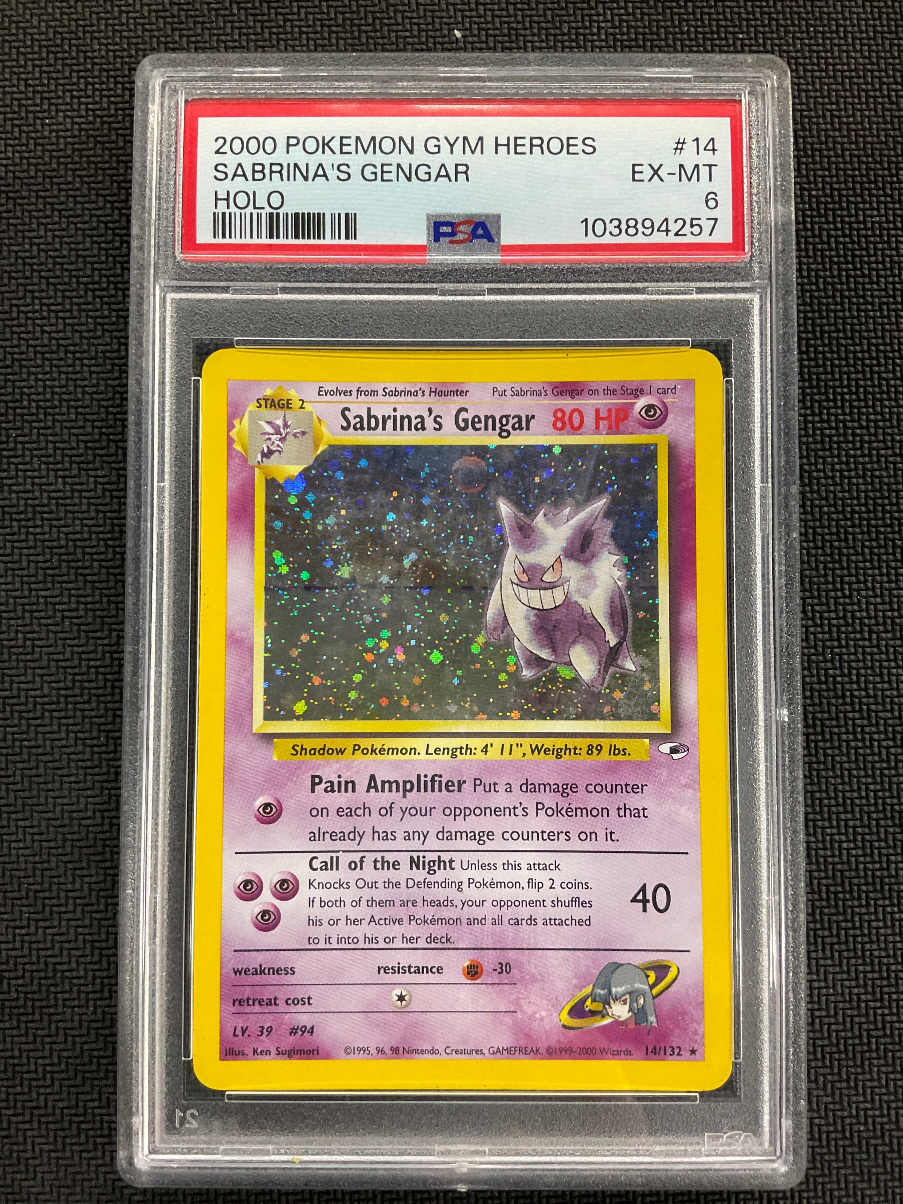 2000 Pokemon Gym Heroes Sabrina's Gengar 14 PSA 6