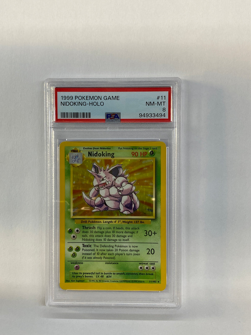1999 Pokemon Base Nidoking 11 Holo PSA 8