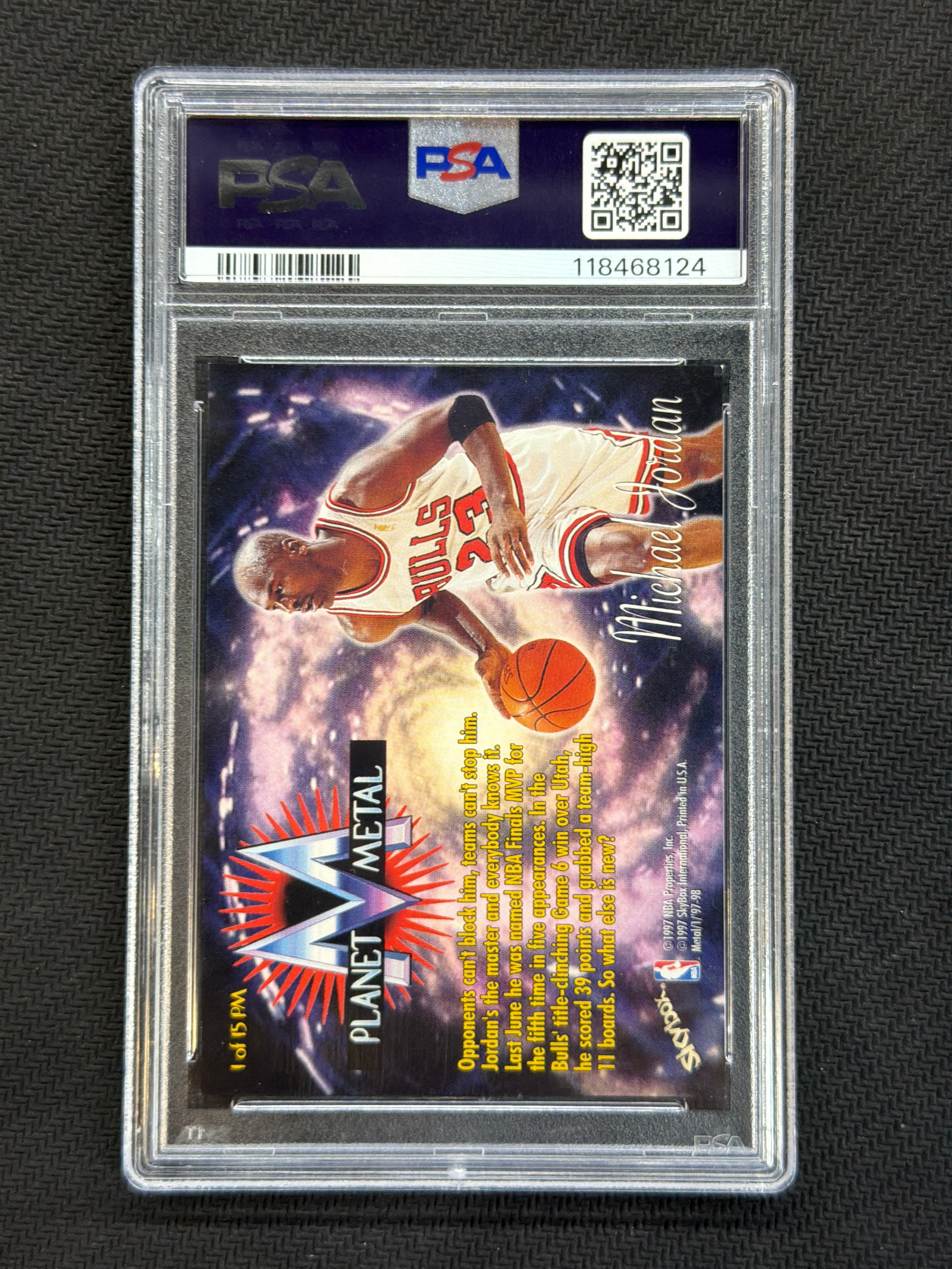 1997 Metal Universe Michael Jordan Planet Metal #1 PSA 8 Bulls 124