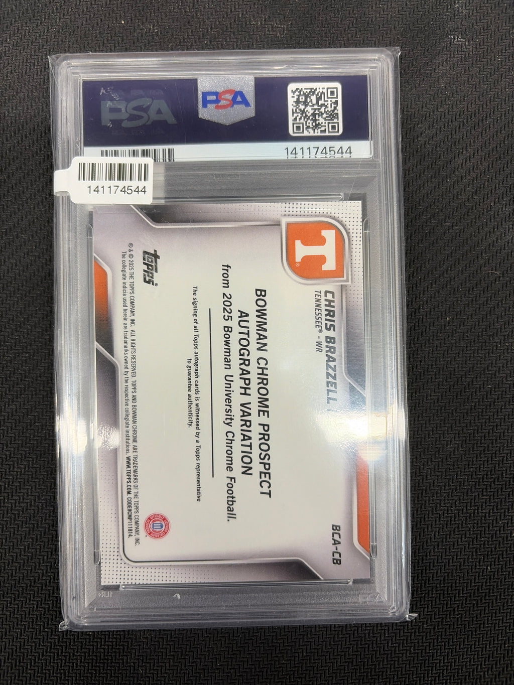 2025 Bowman U Chrome Chris Brazzell II Gold Auto /50 PSA 10 Tennessee