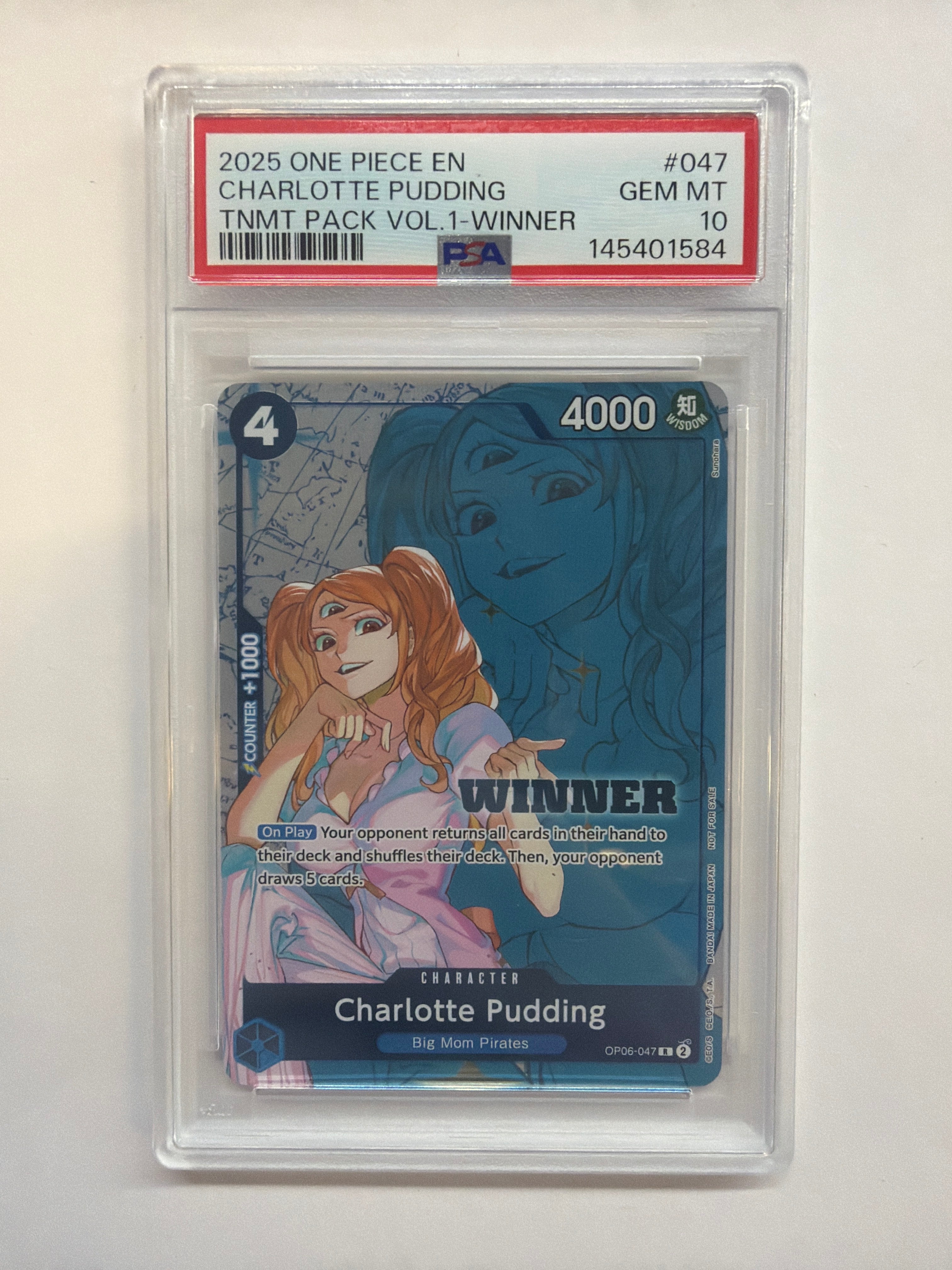 2025 One Piece English Charlotte Pudding Tornament Pack Vol 1 Winner PSA 10