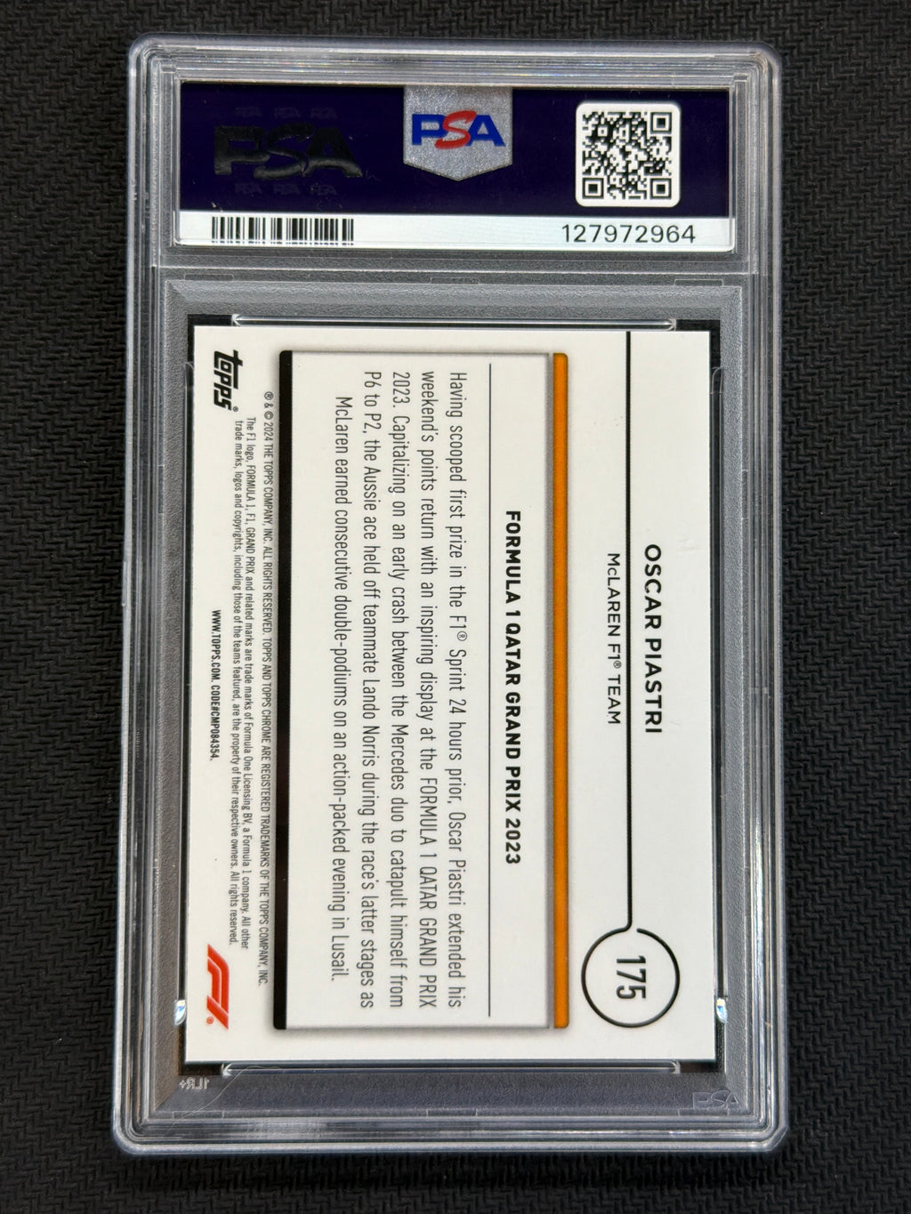 2024 Topps Chrome F1 Logofractor Oscar Piastri Gold /50 PSA 10 964