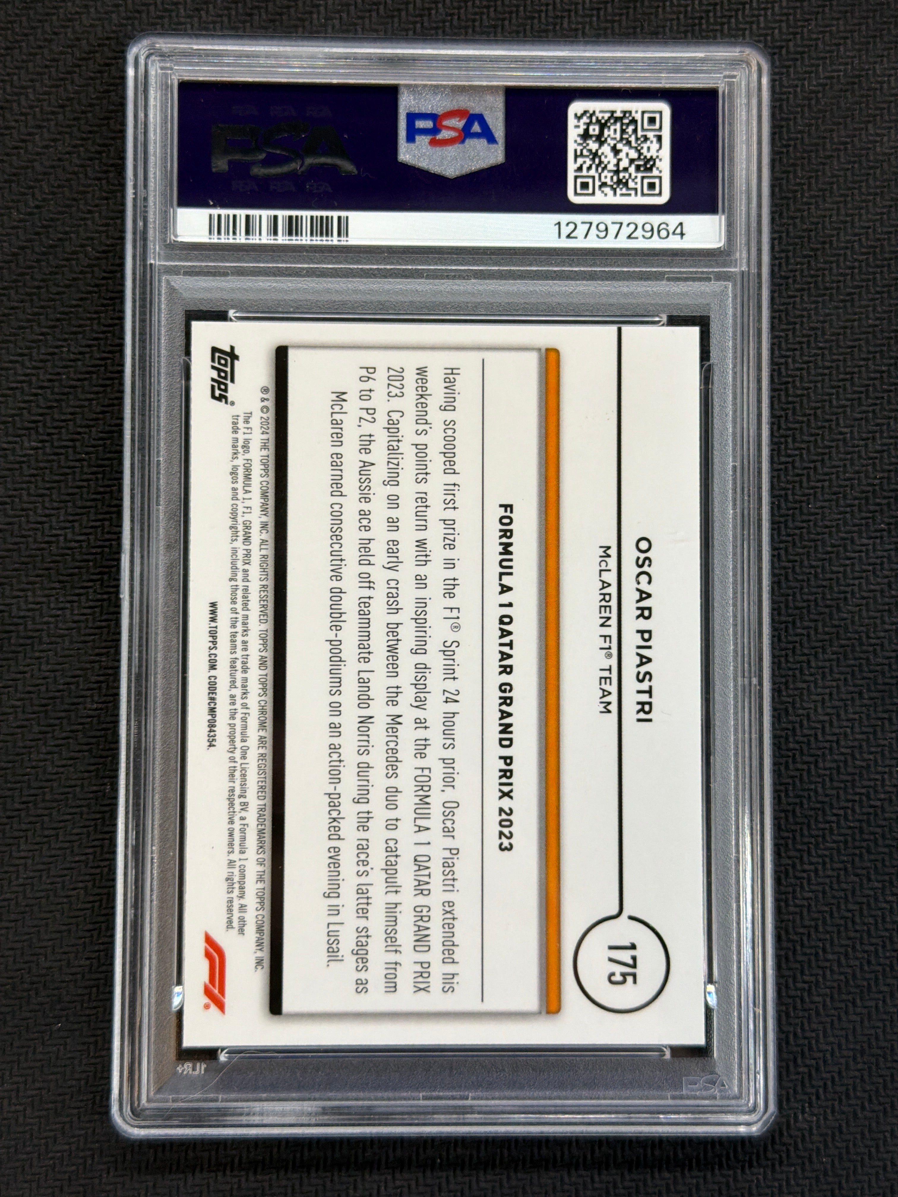 2024 Topps Chrome F1 Logofractor Oscar Piastri Gold /50 PSA 10 964