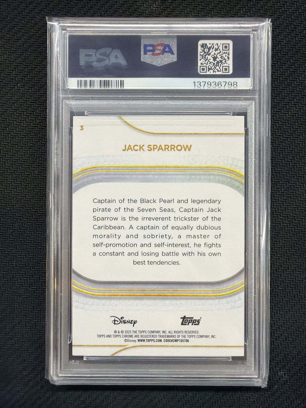 2025 Topps Chrome Disney Jack Sparrow Pink /250 PSA 10 798