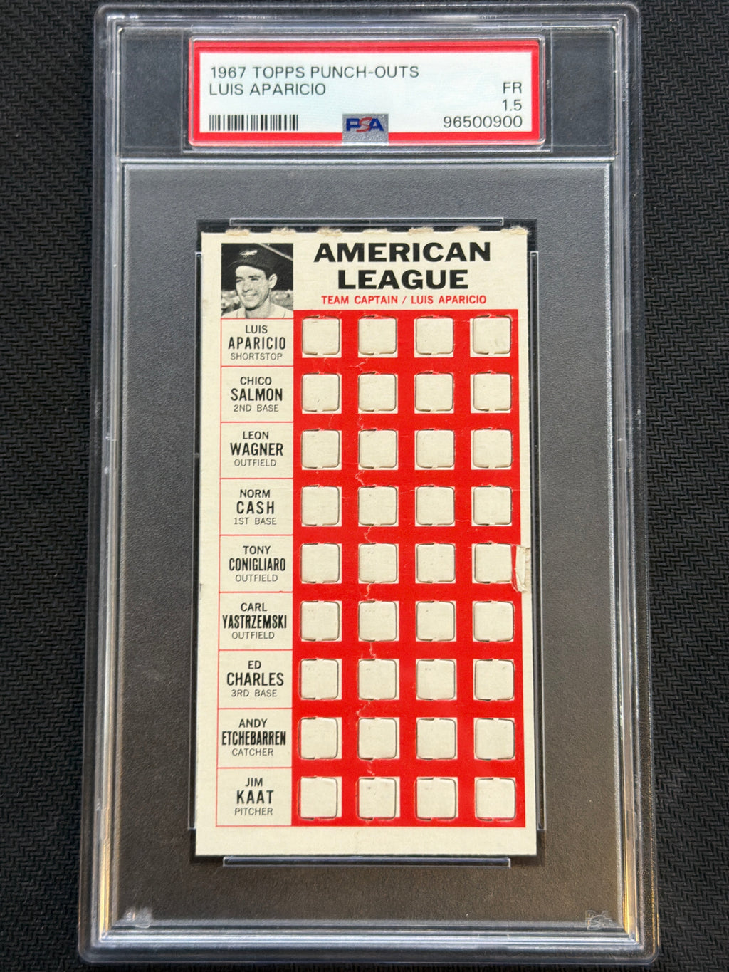 1967 Topps Punch Outs Luis Aparicio PSA 1.5