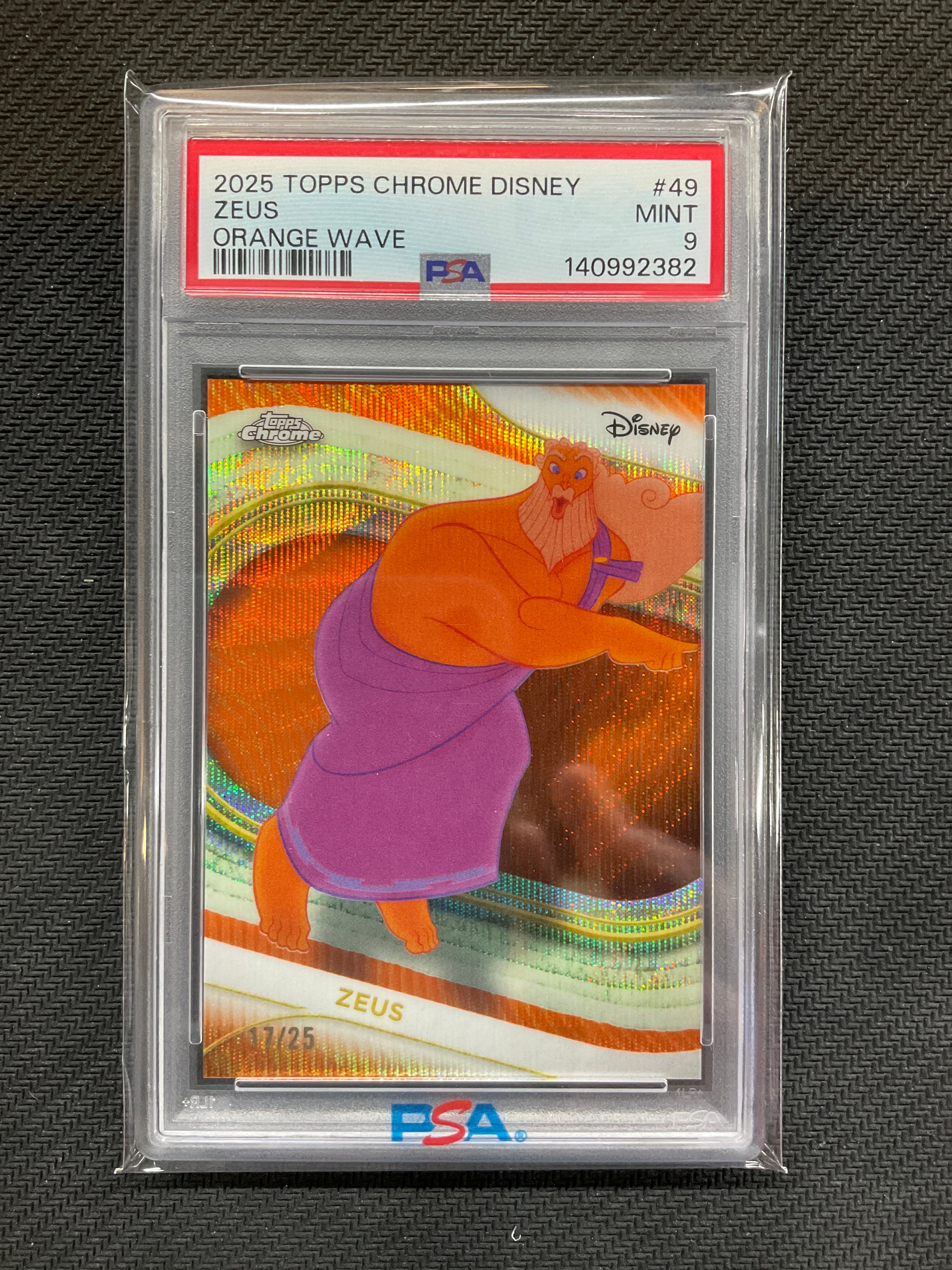 2025 Topps Chrome Disney Zeus Orange Wave /25 PSA 9 382