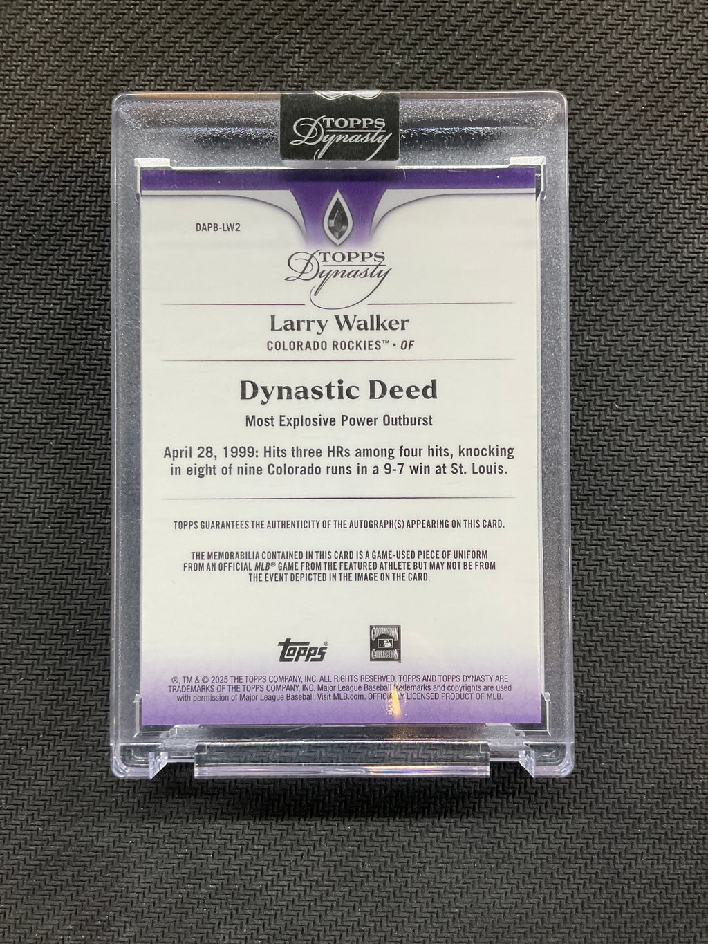 2025 Topps Dynasty Larry Walker Patch Auto /10 Rockies
